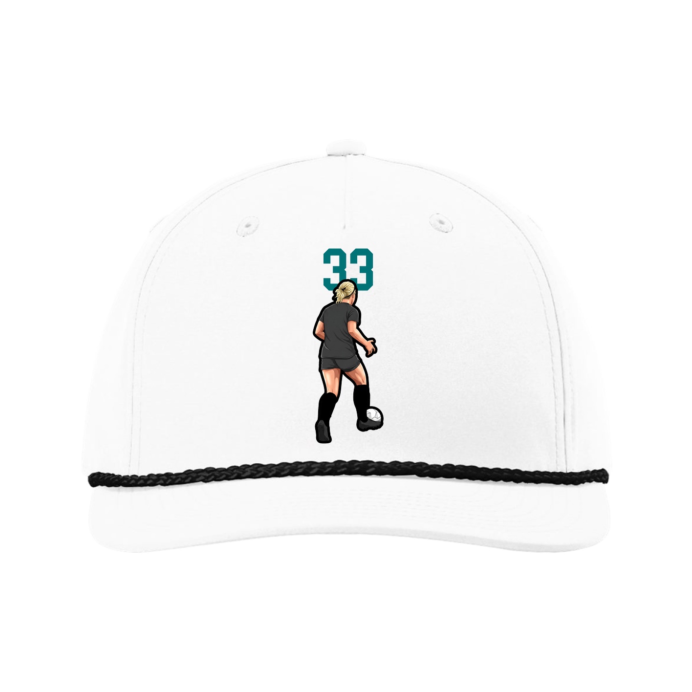 Five-Panel Classic Rope Cap — Number Top in White