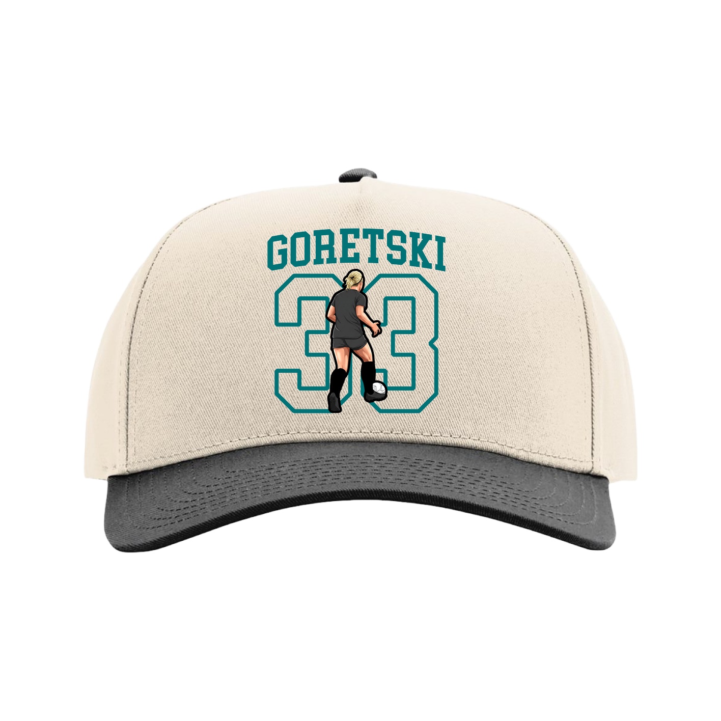 Full Fabric Five-Panel Champ Cap — Shirsey in Cream/Black
