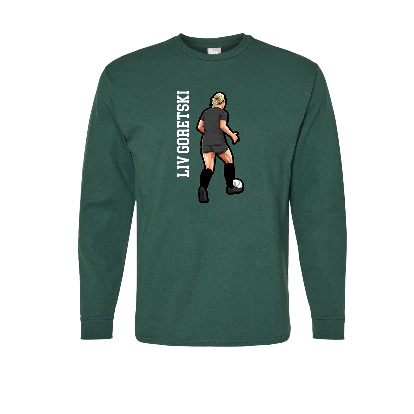 Long Sleeve Tee — Name Vertical in Green