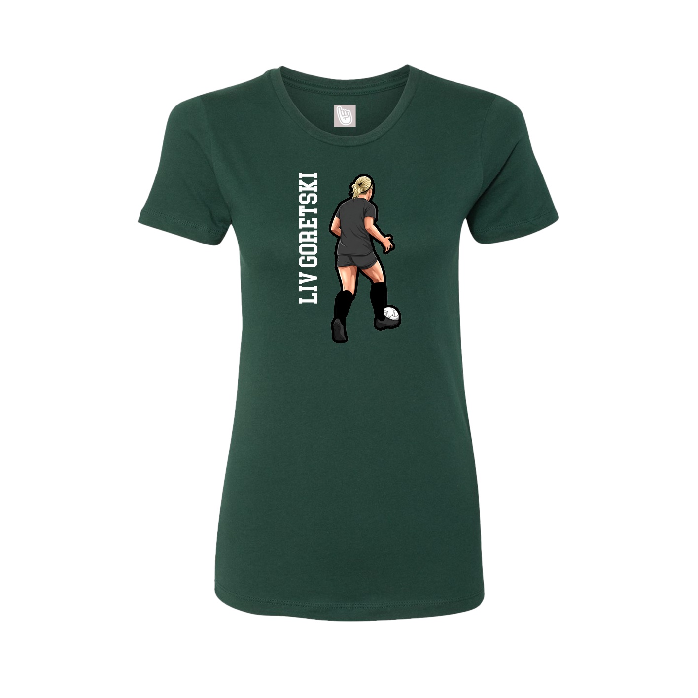 Womens Tee — Name Vertical in Green