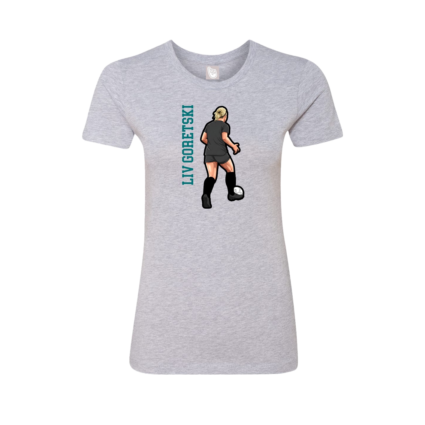 Fitted Women's Tee — Name Vertical in Grey