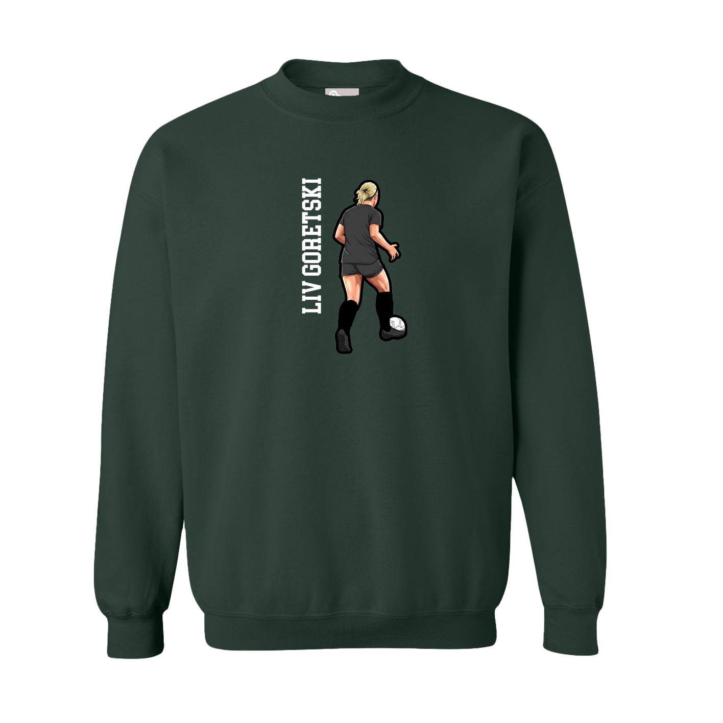 Fleece Crew — Name Vertical in Green