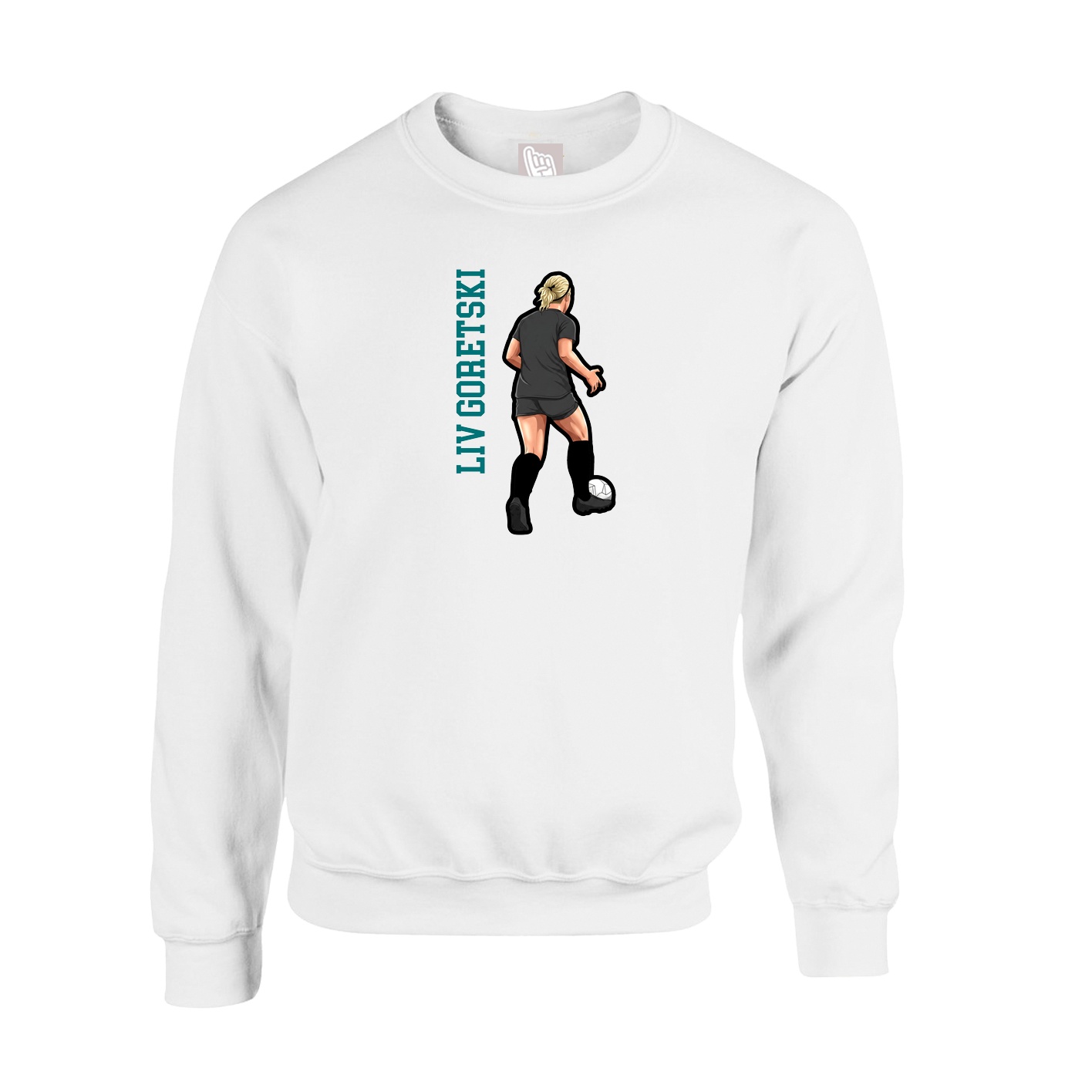 Fleece Crew — Name Vertical in White