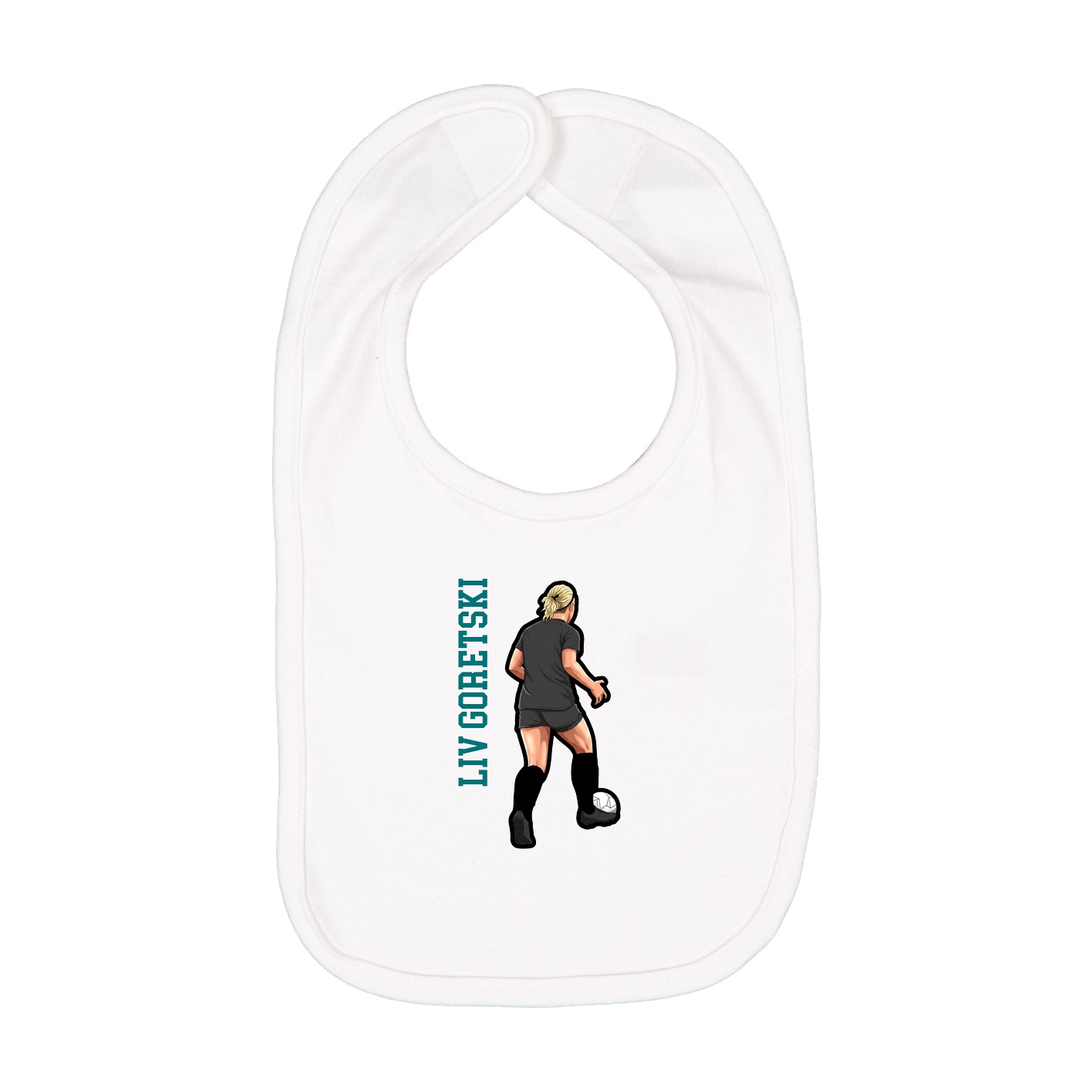 Infant Bib — Name Vertical in White