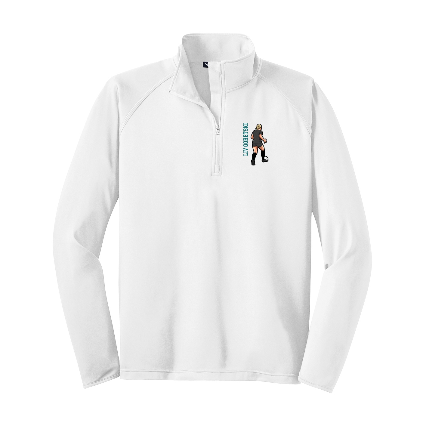 Q-Zip Pullover — Name Vertical in White