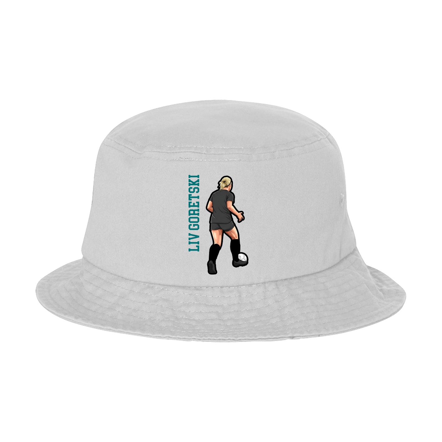Bucket Cap — Name Vertical in White