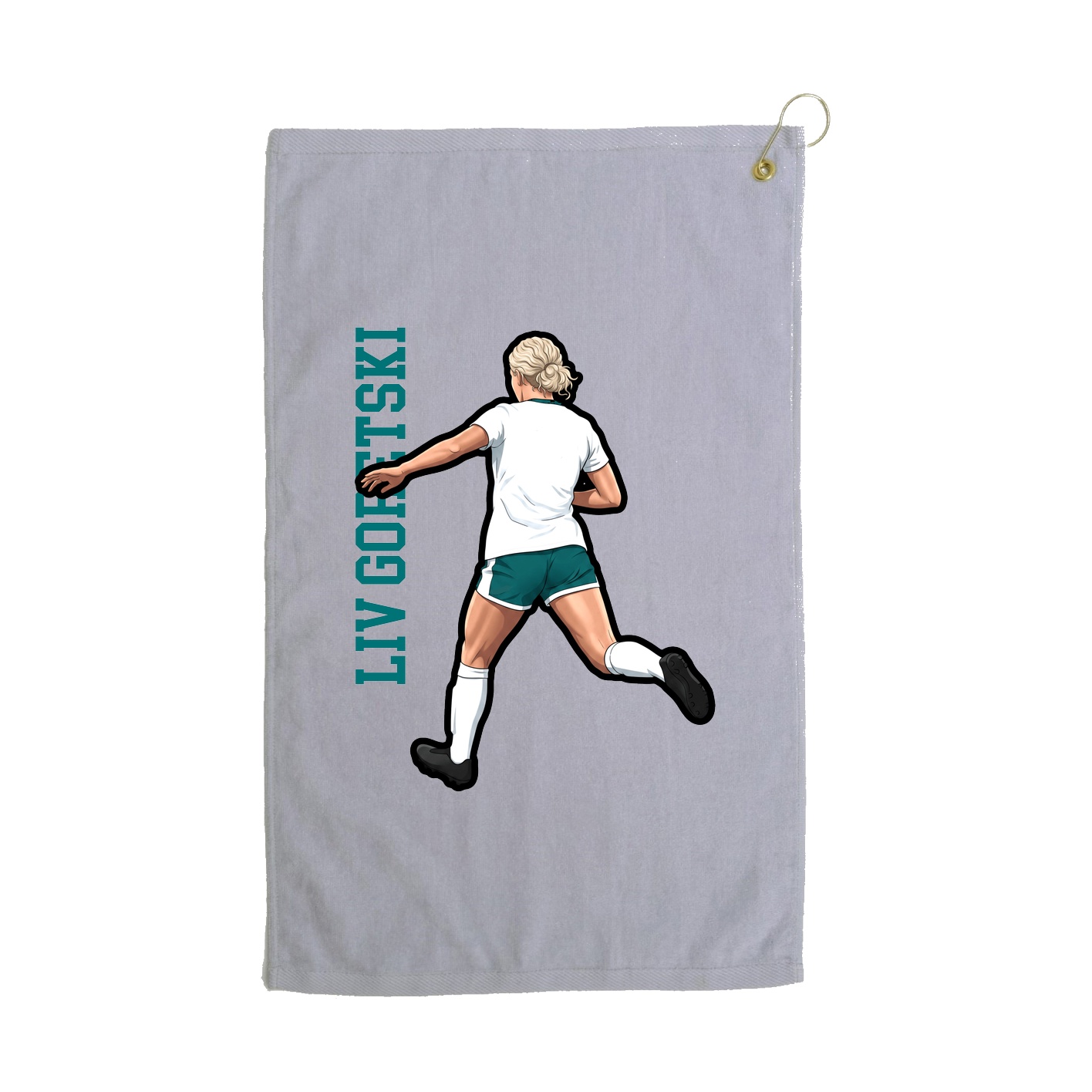 Golf Towel — Name Vertical in Grey