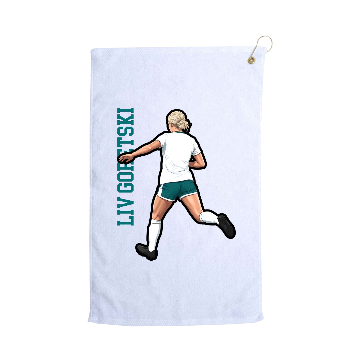 Golf Towel — Name Vertical in White