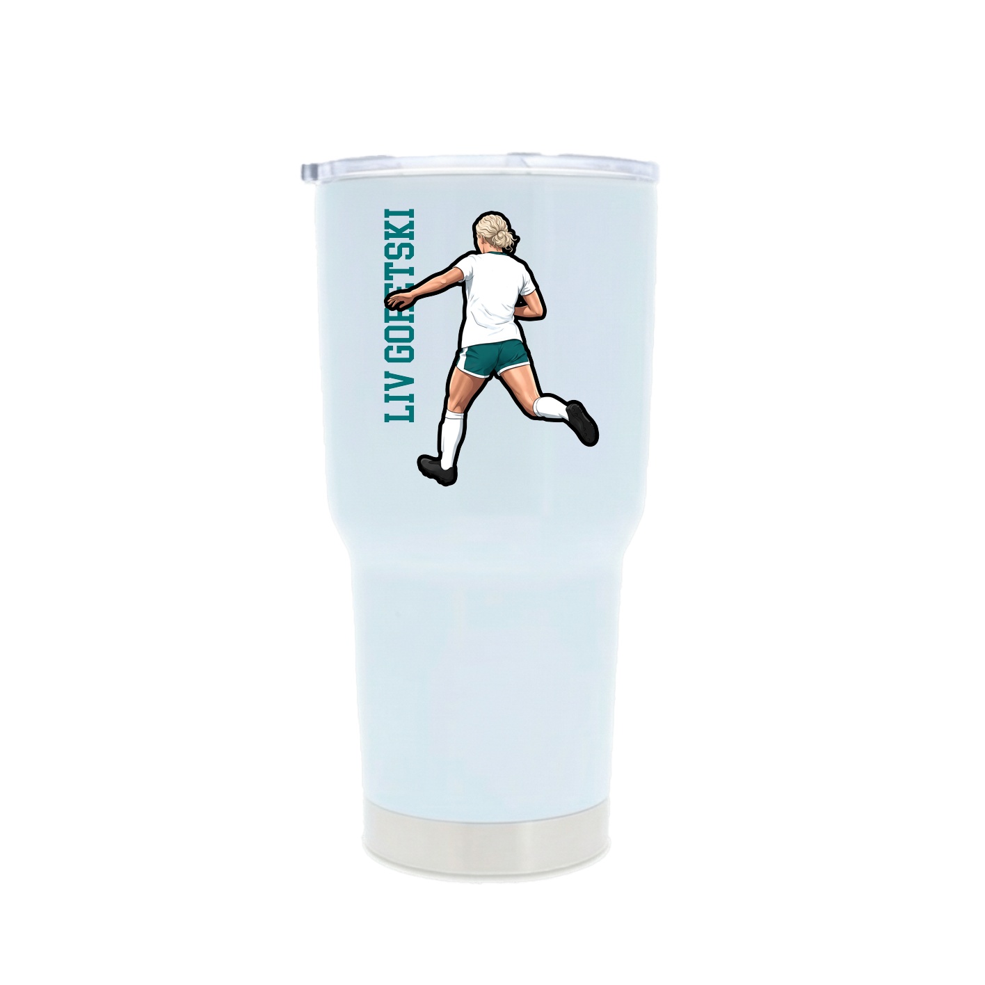 30oz Stainless Steel Tumbler — Name Vertical in White