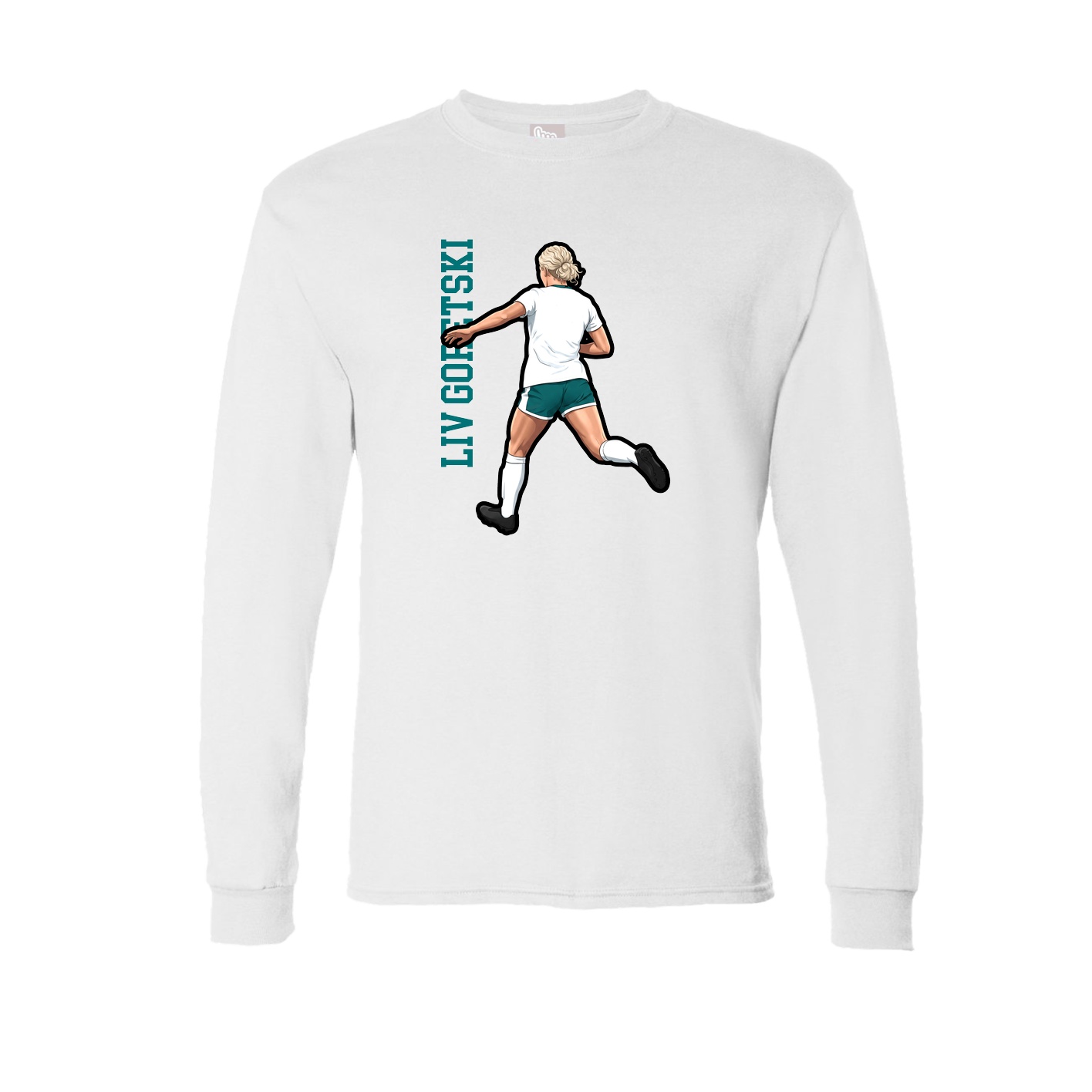 Long Sleeve Tee — Name Vertical in White