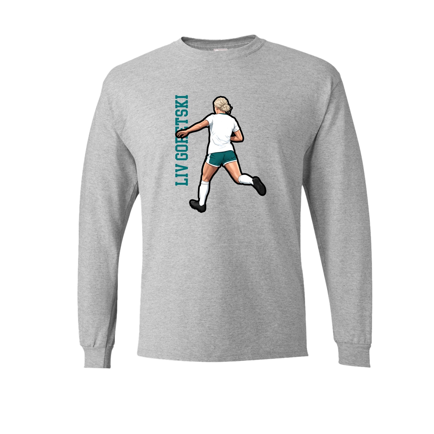 Long Sleeve Tee — Name Vertical in Grey