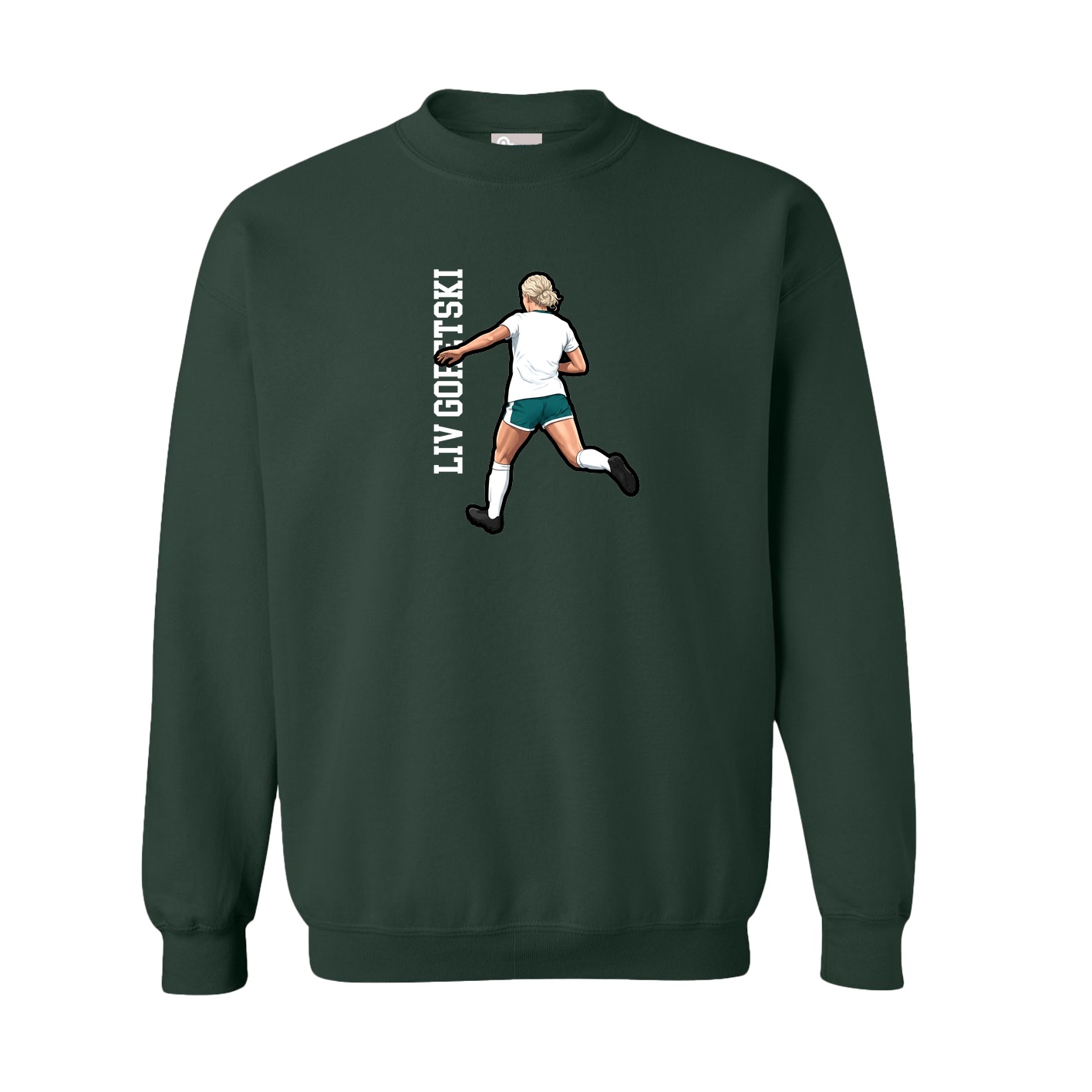 Fleece Crew — Name Vertical in Green