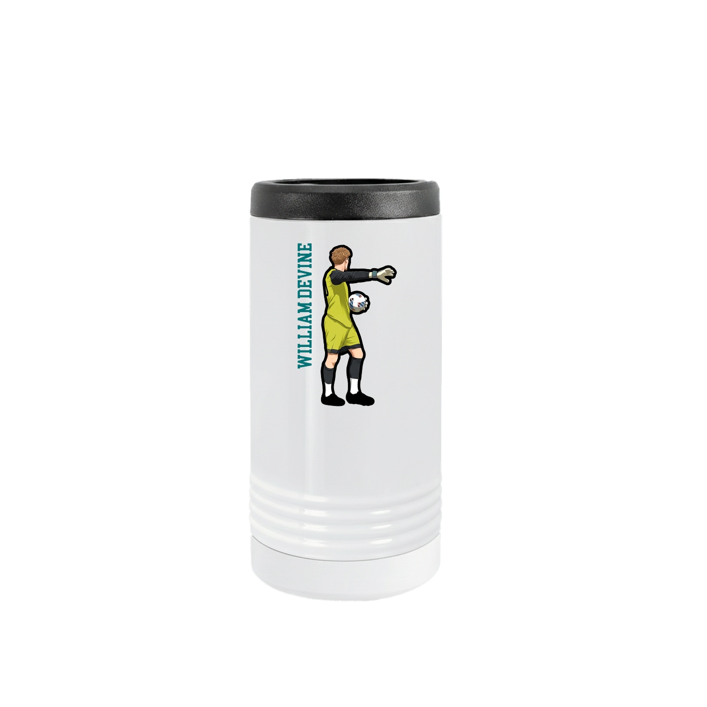 Slim Beverage Holder — Name Vertical in White