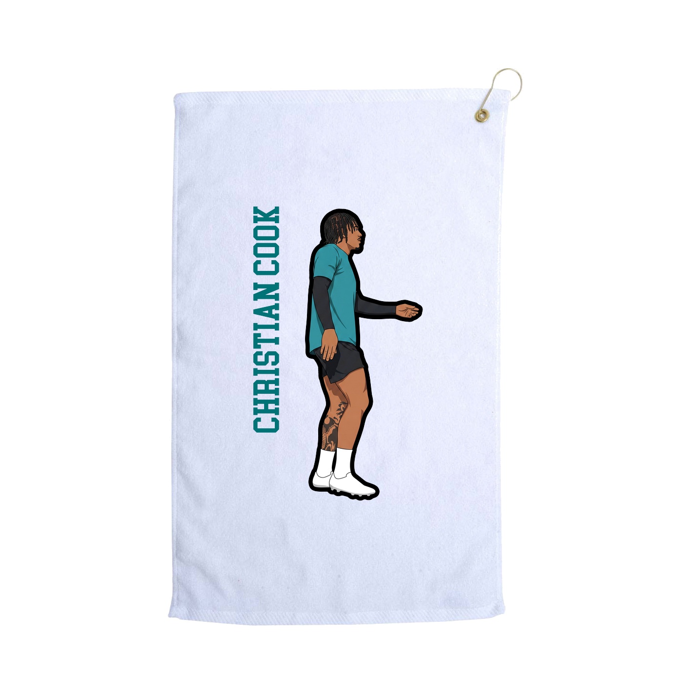 Golf Towel — Name Vertical in White