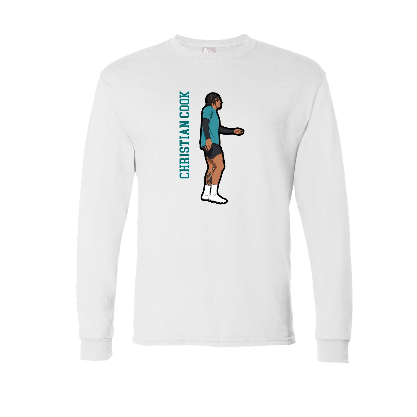 Long Sleeve Tee — Name Vertical in White