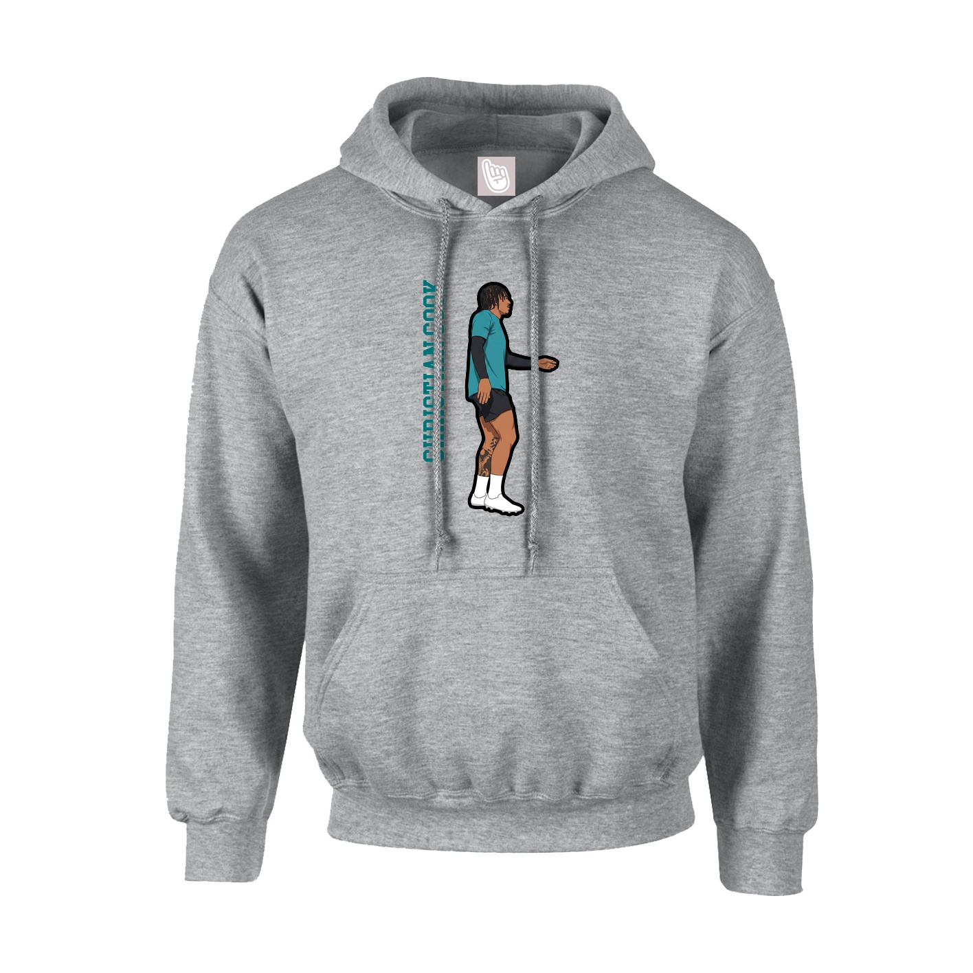 Hoodie — Name Vertical in Grey