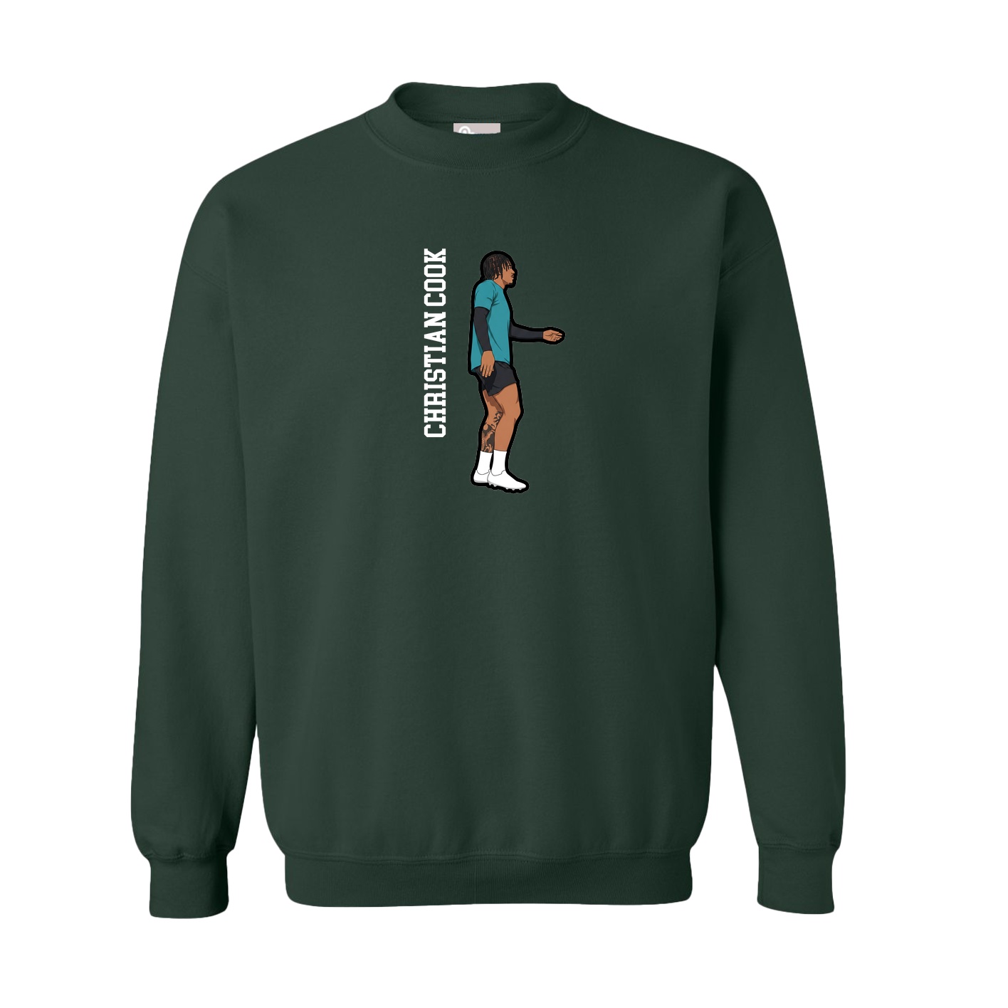 Fleece Crew — Name Vertical in Green