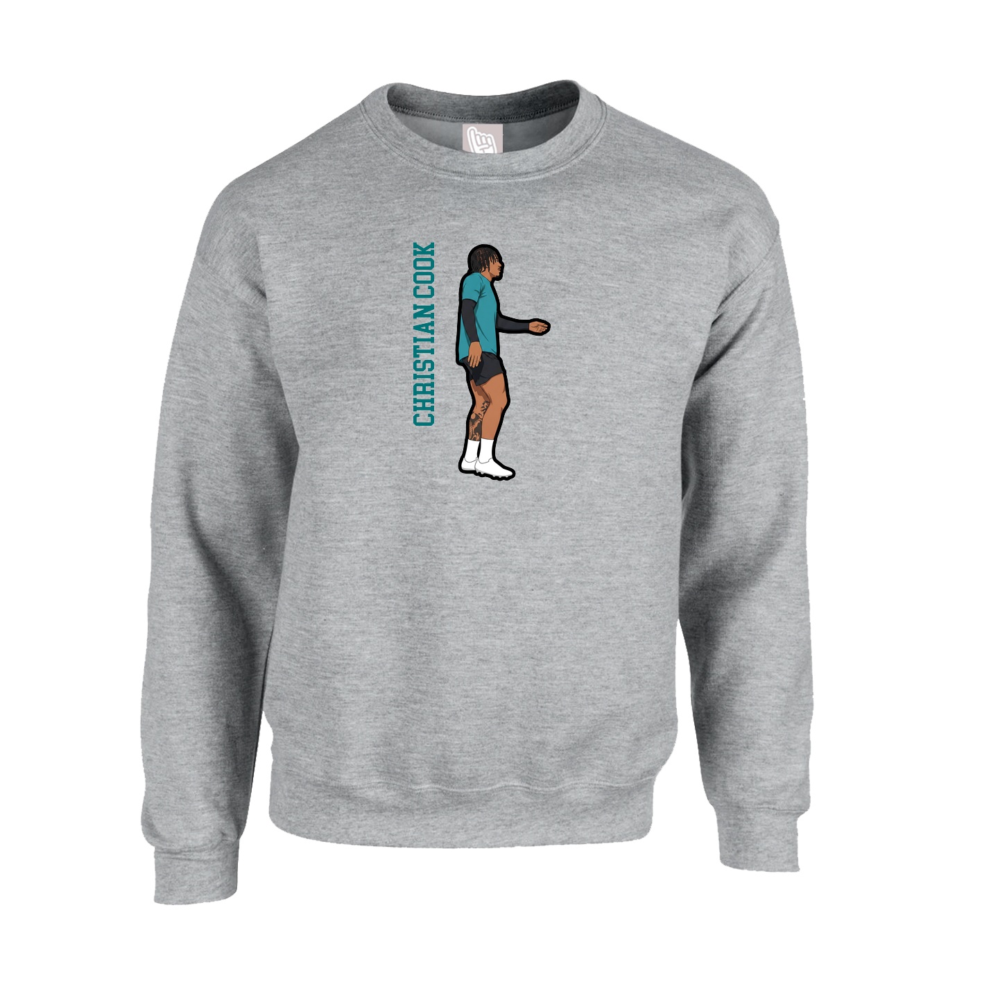Fleece Crew — Name Vertical in Grey