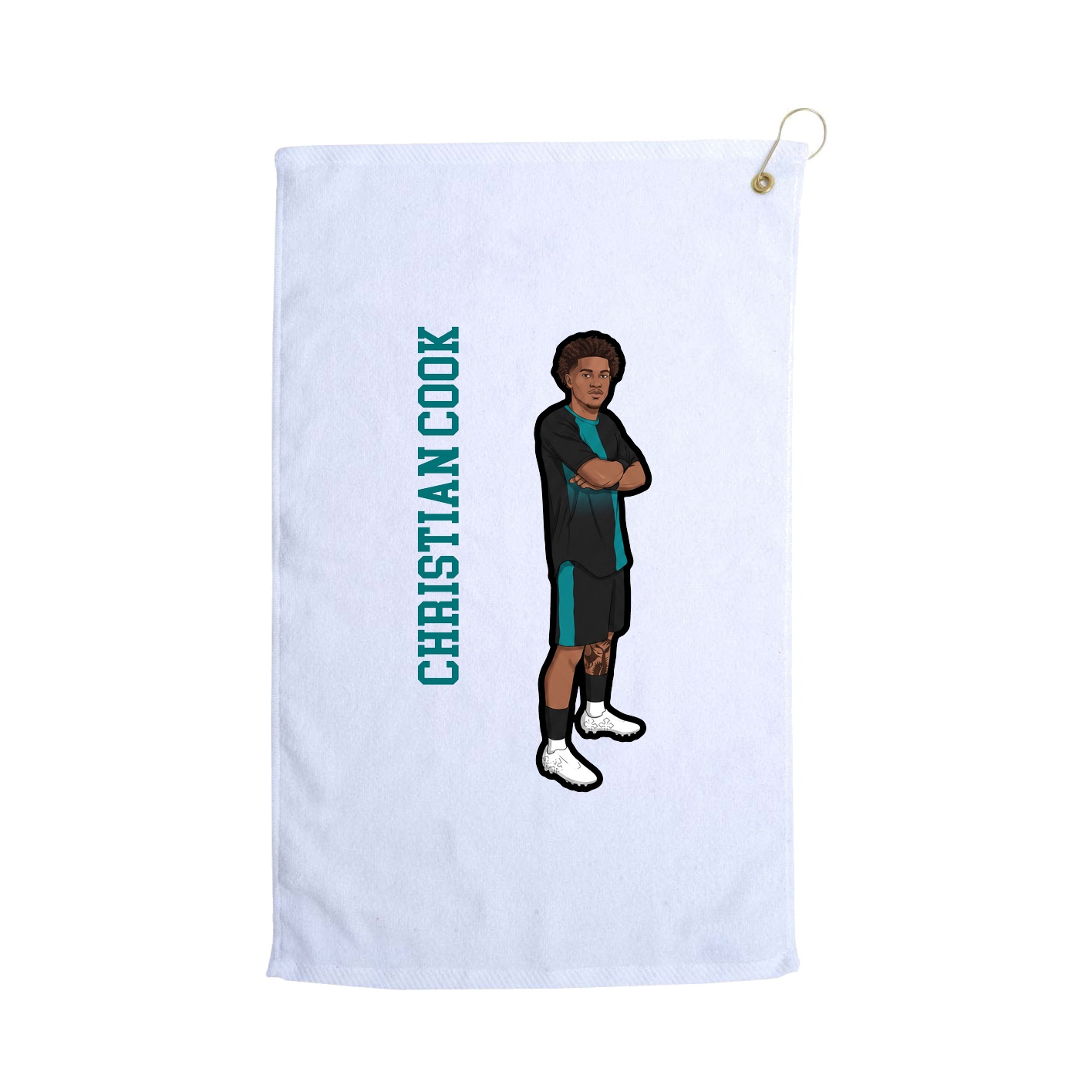 Golf Towel — Name Vertical in White