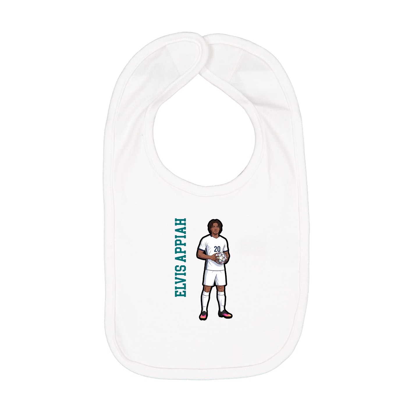 Infant Bib — Name Vertical in White
