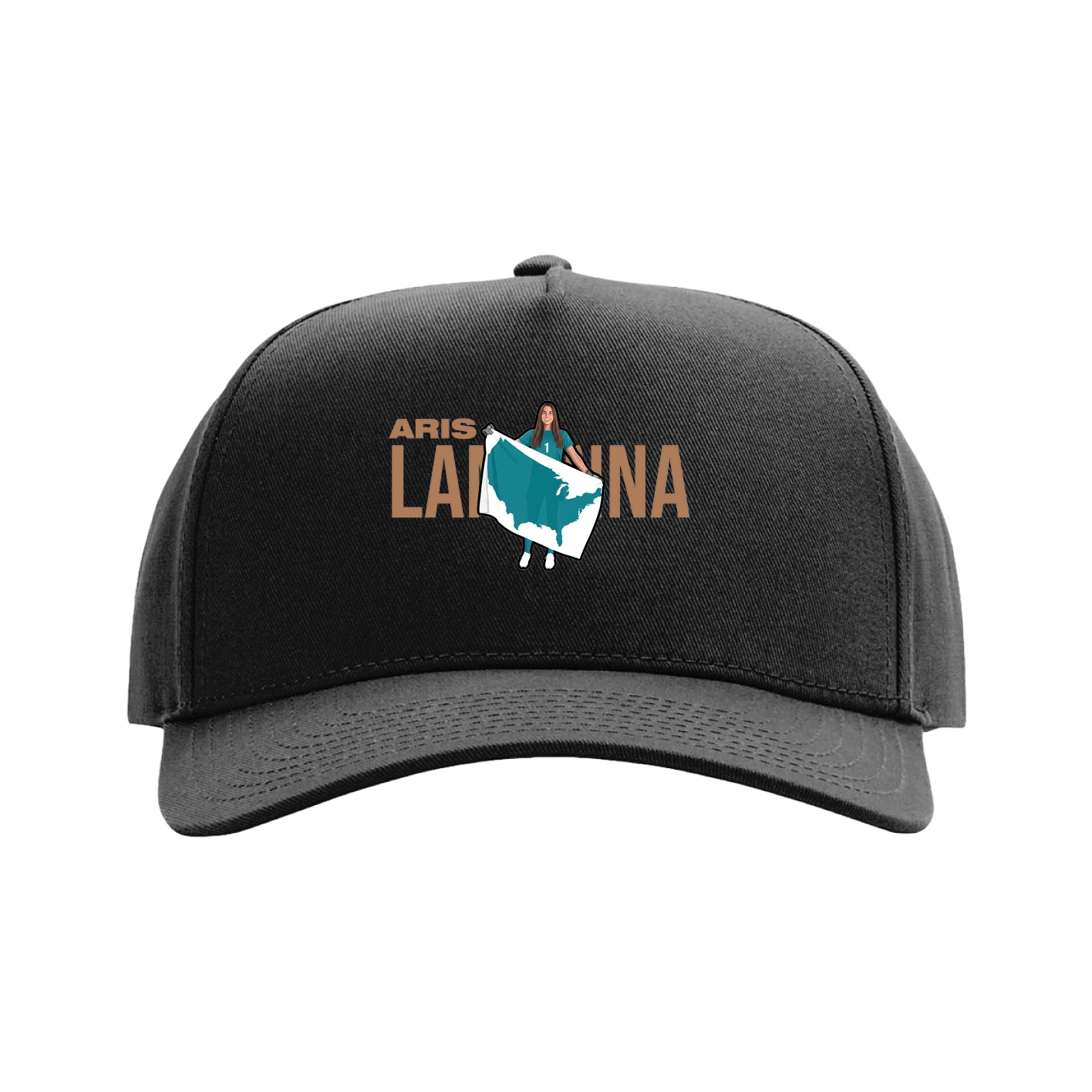 Full Fabric Five-Panel Champ Cap — Player Name in Black