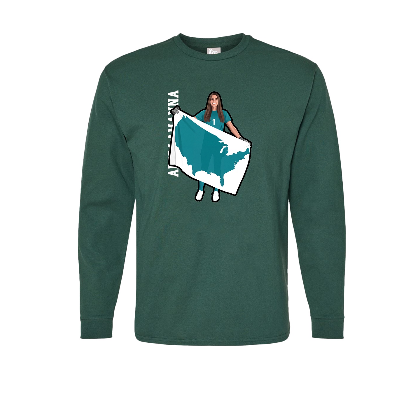 Long Sleeve Tee — Name Vertical in Green