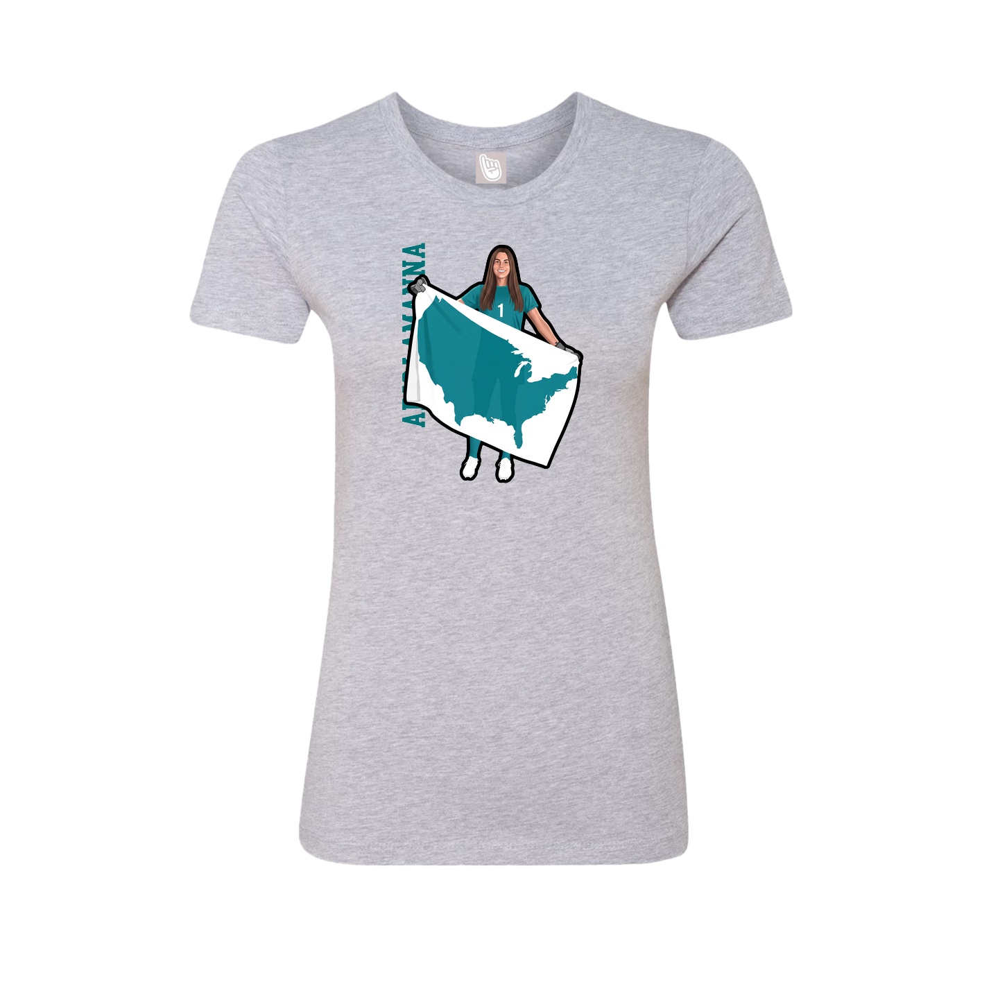 Fitted Women's Tee — Name Vertical in Grey