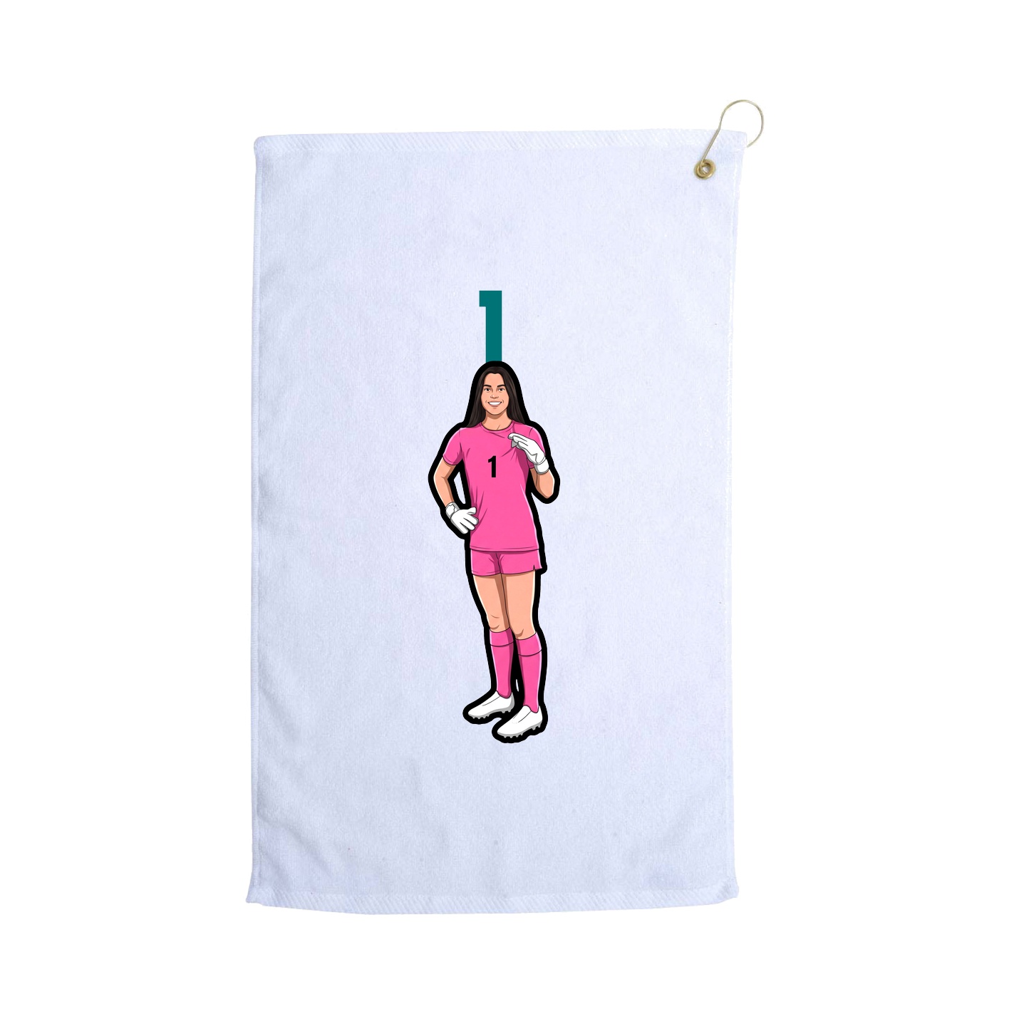 Golf Towel — Number Top in White