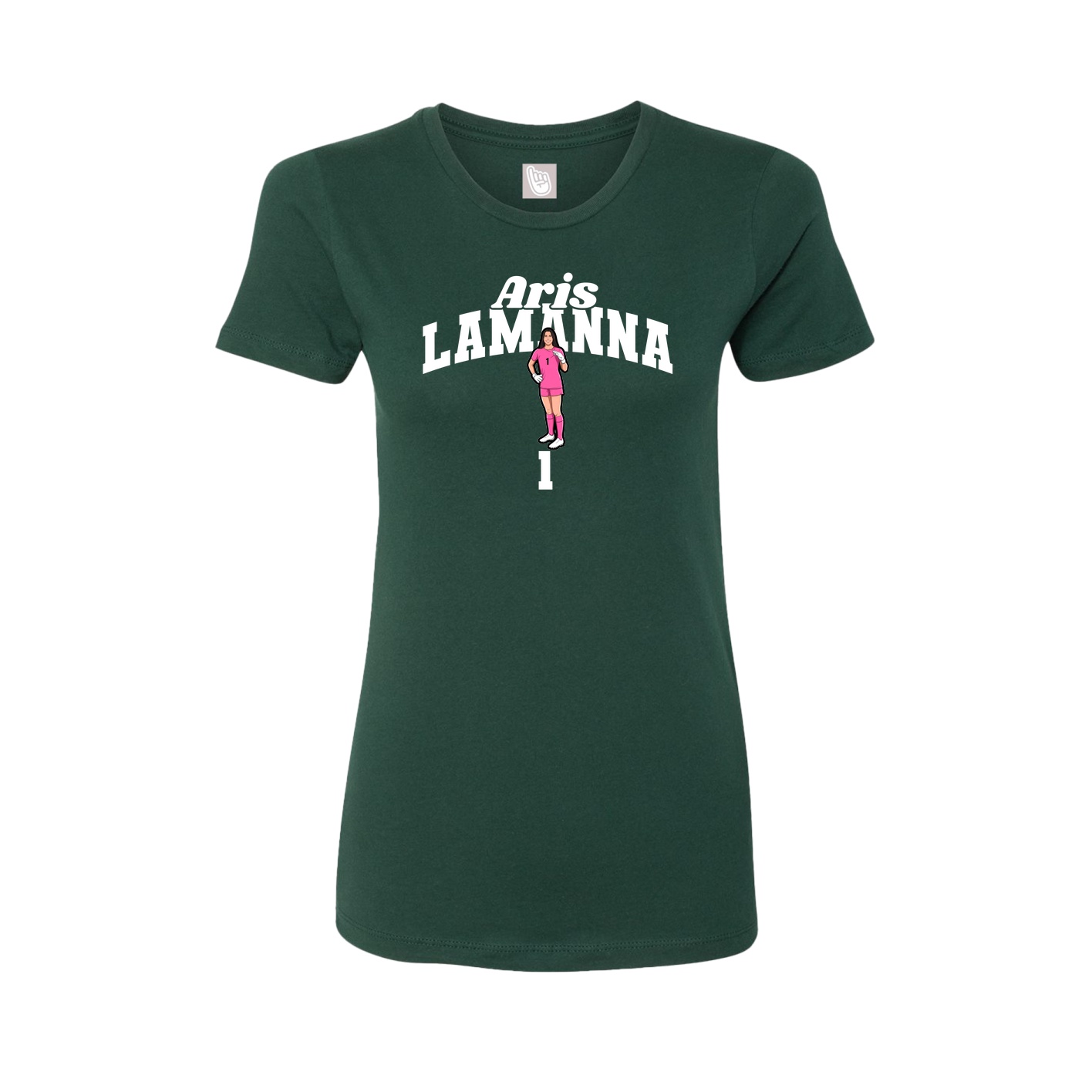 Fitted Women's Tee — Signature Arch in Green