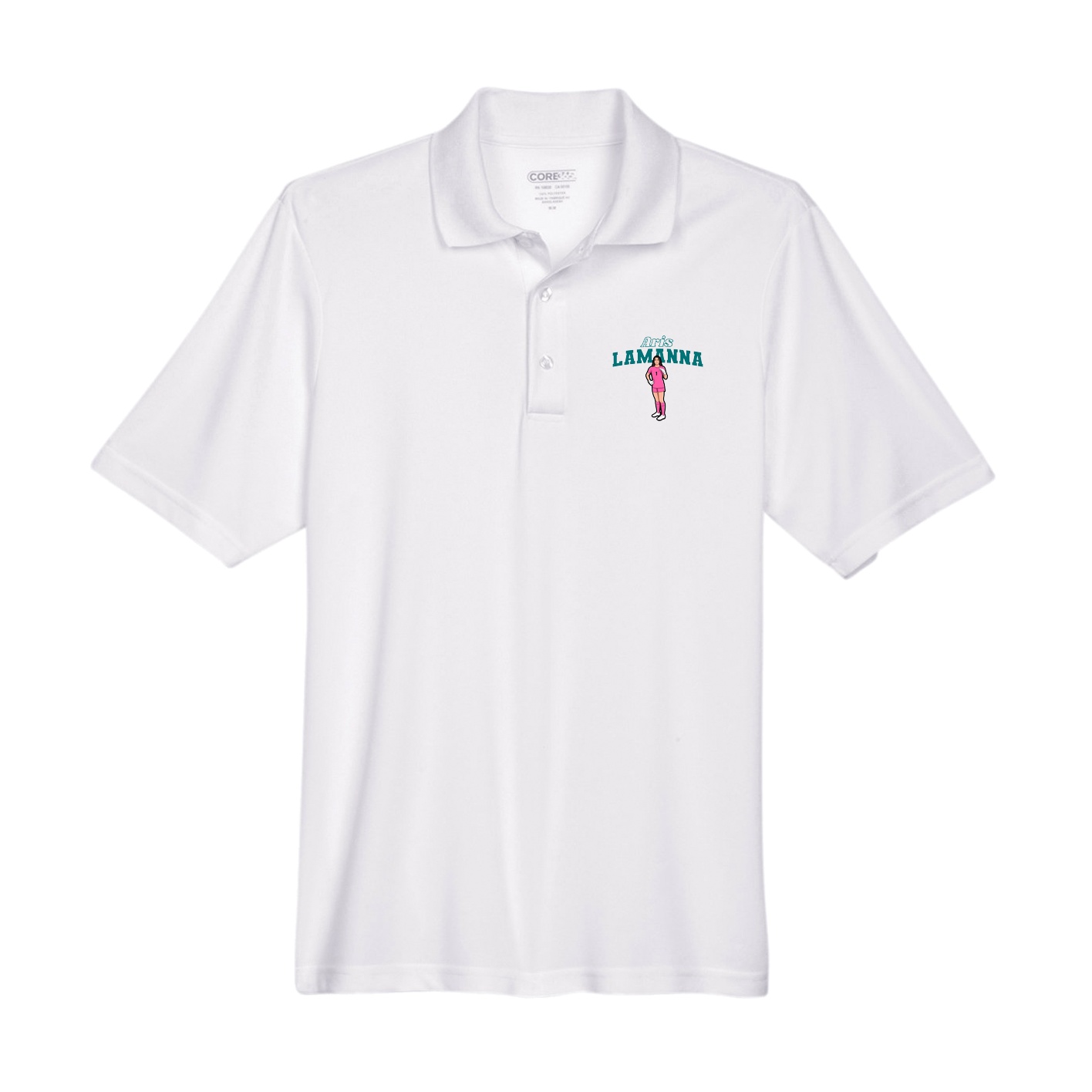 Performance Polo — Name Arch in White