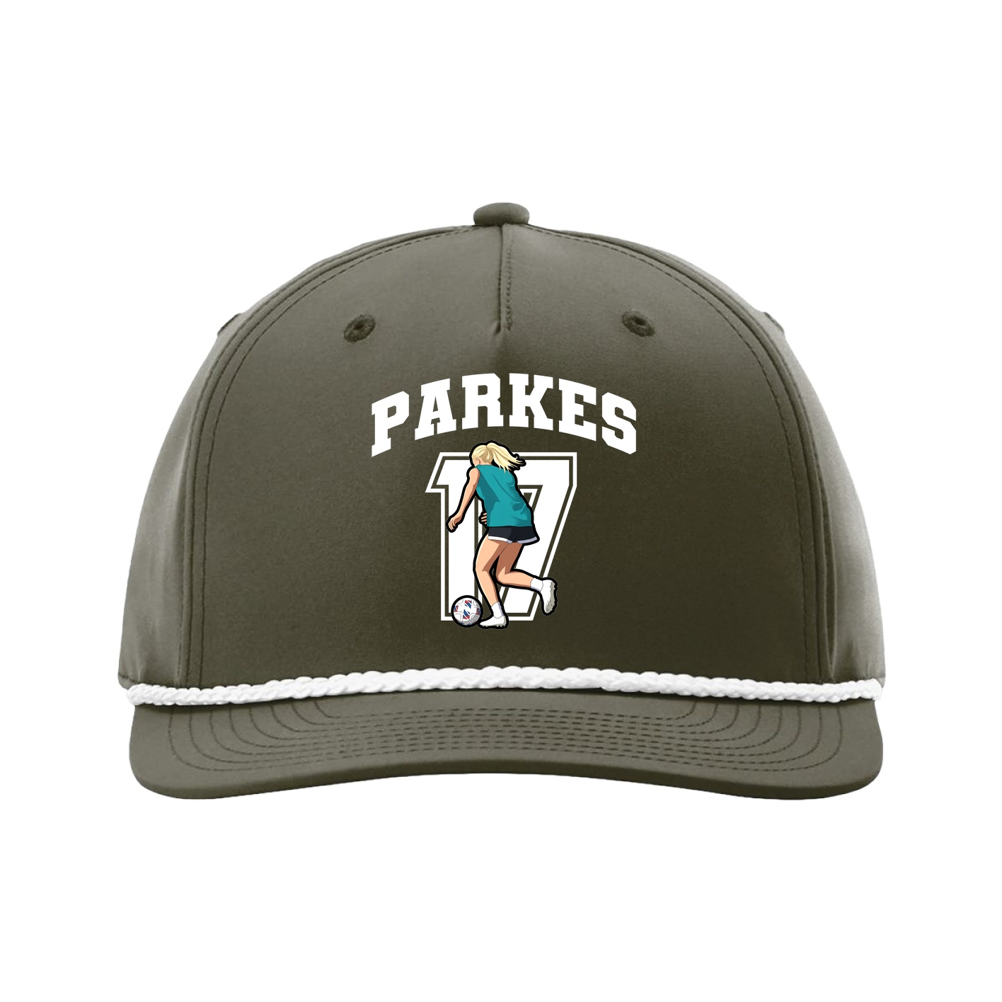 Five-Panel Classic Rope Cap — Number in Green