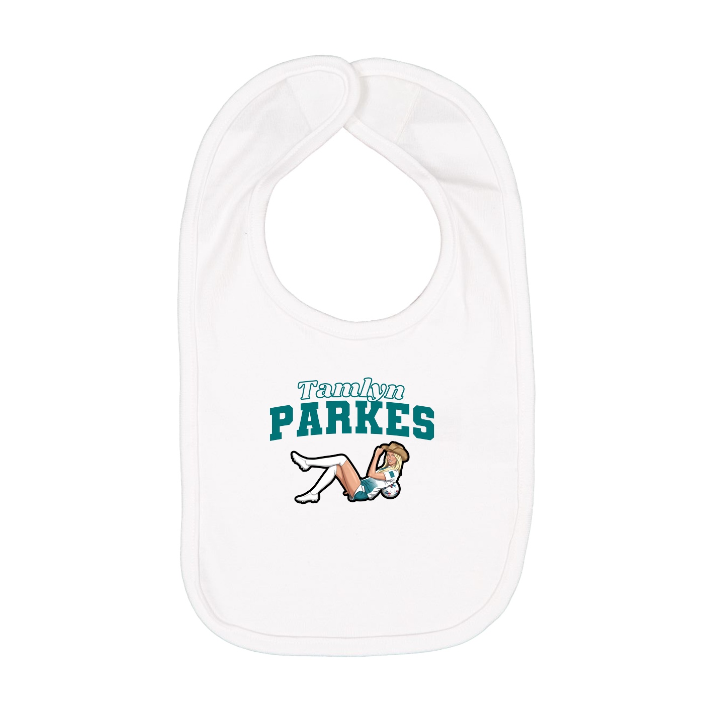Infant Bib — Name Arch in White