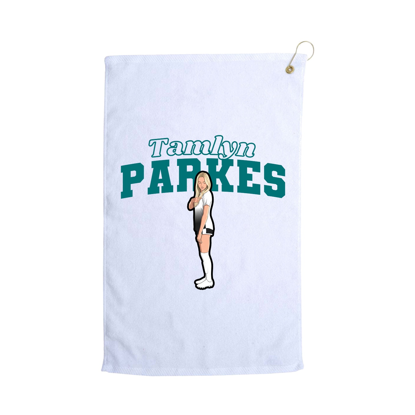 Golf Towel — Name Arch in White