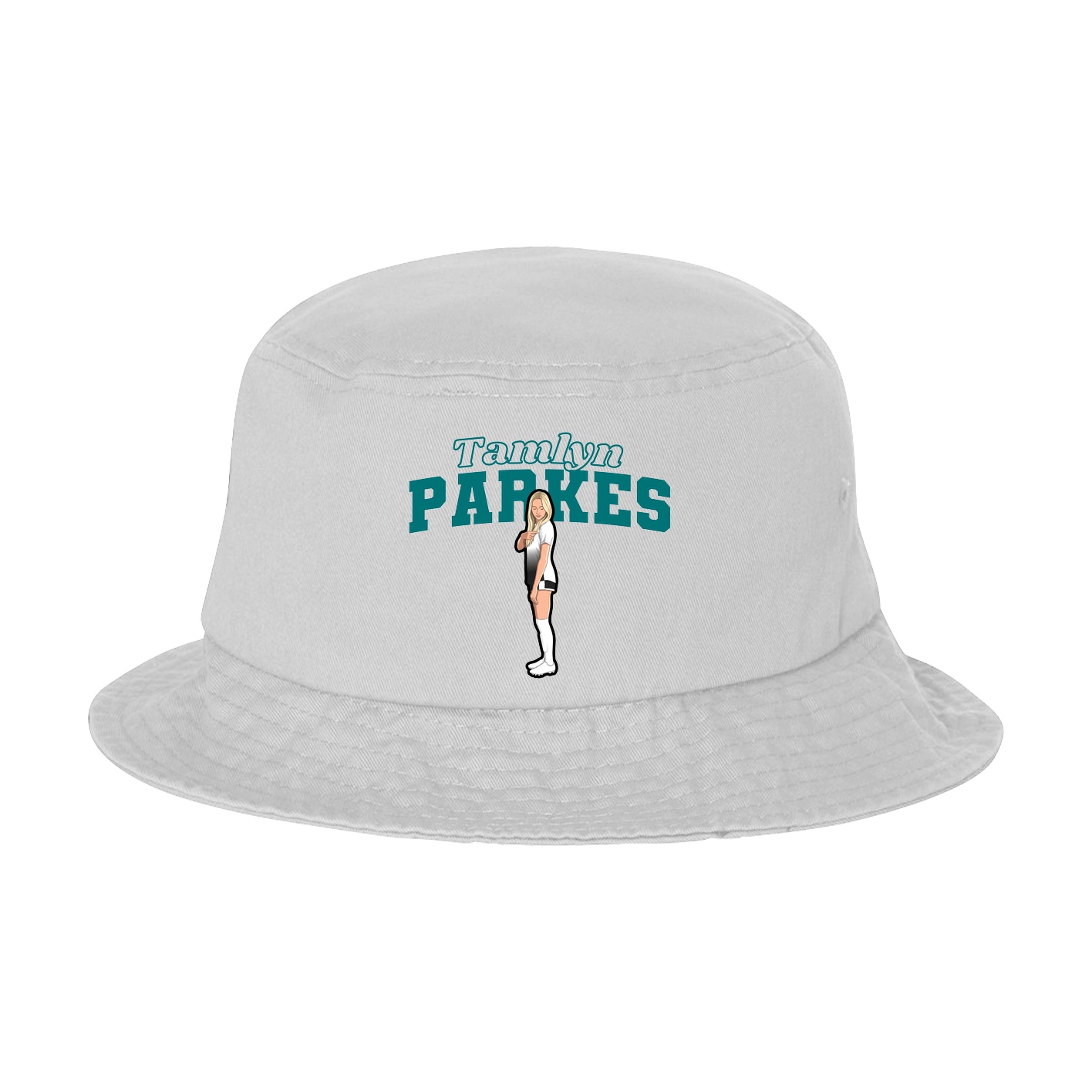 Bucket Cap — Name Arch in White
