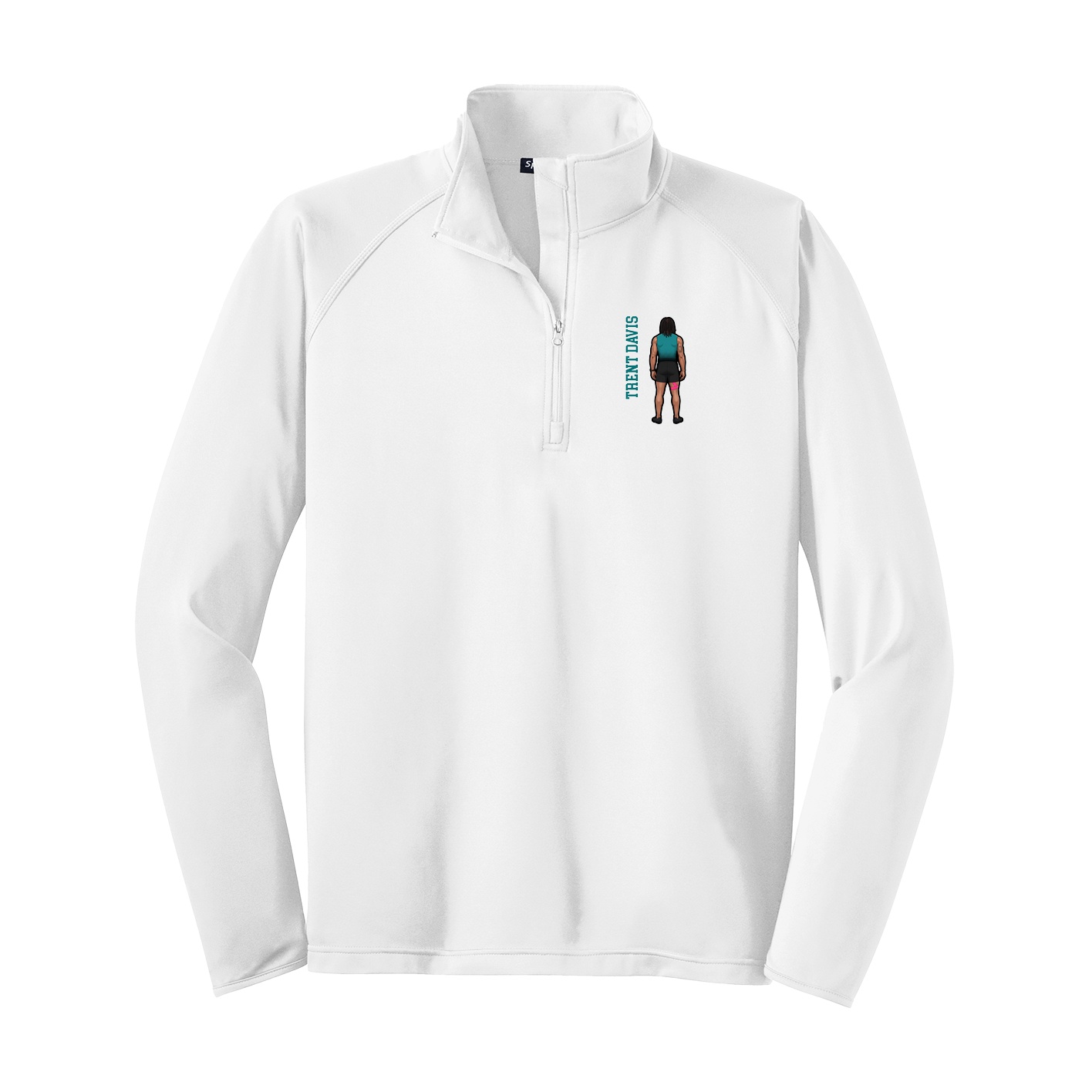 Q-Zip Pullover — Name Vertical in White