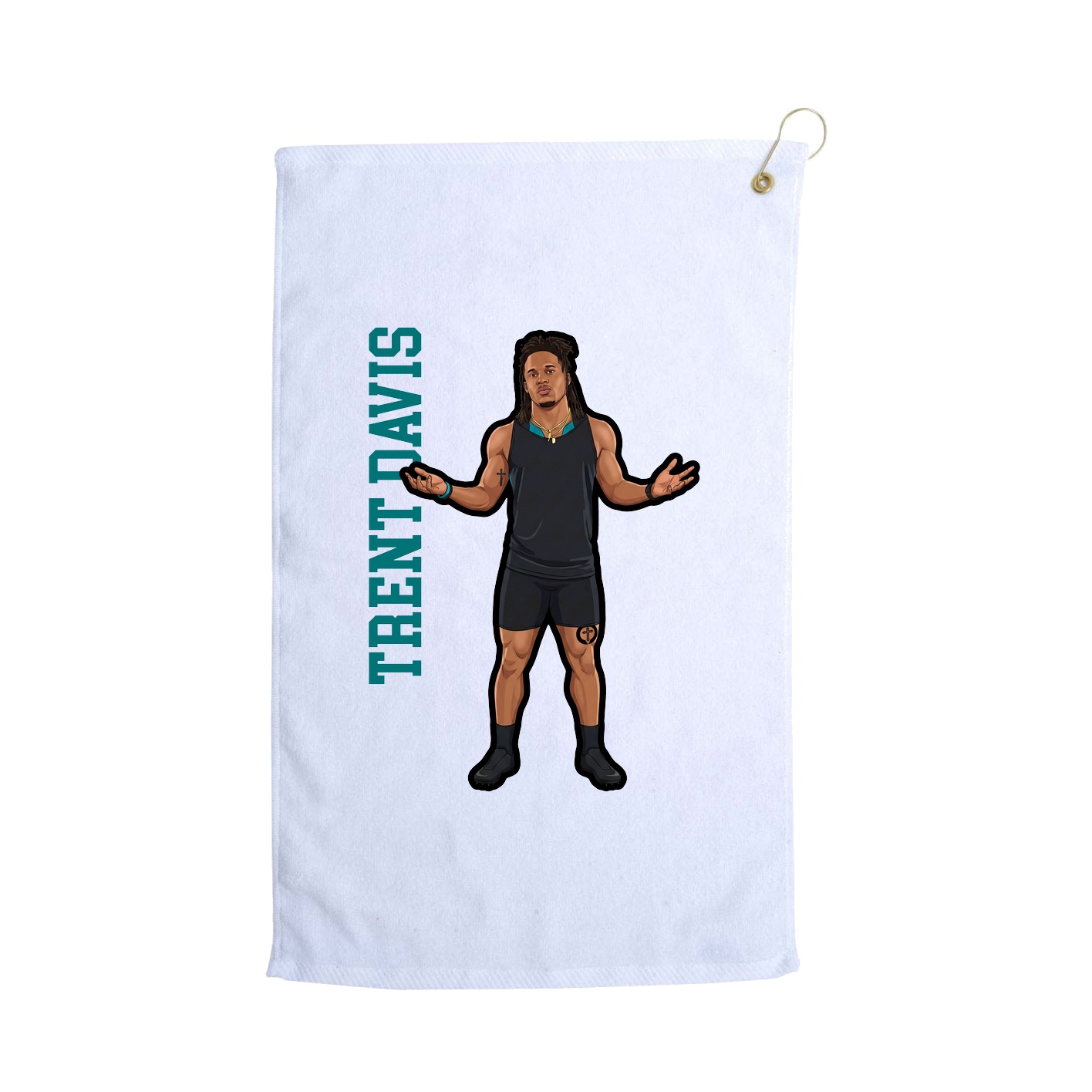 Golf Towel — Name Vertical in White
