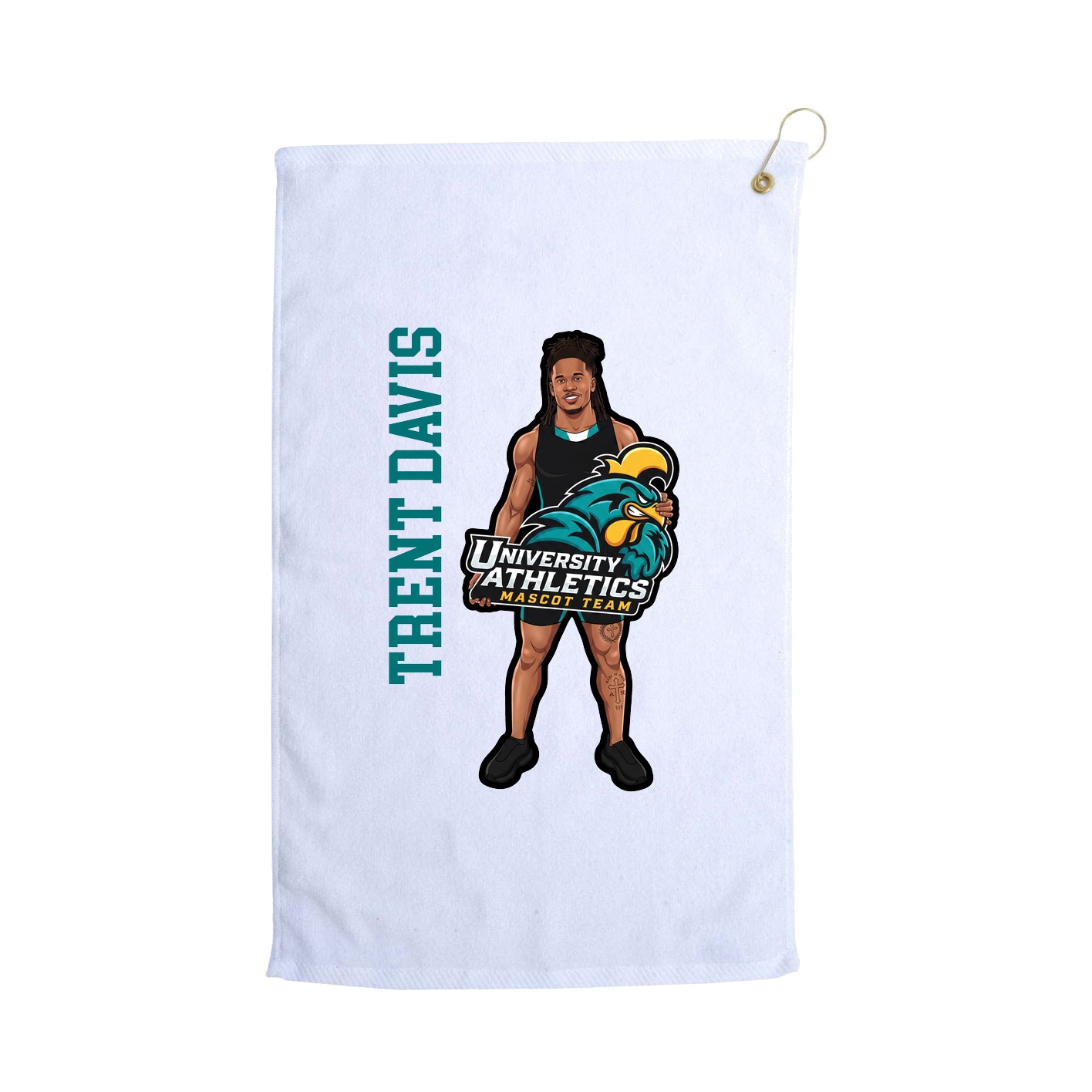 Golf Towel — Name Vertical in White