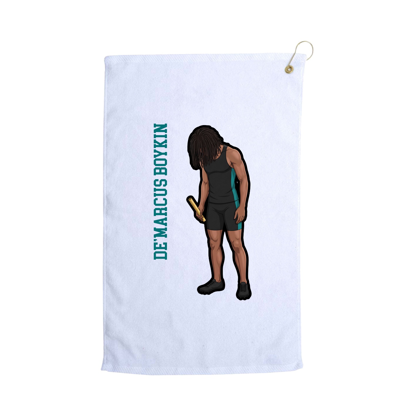 Golf Towel — Name Vertical in White