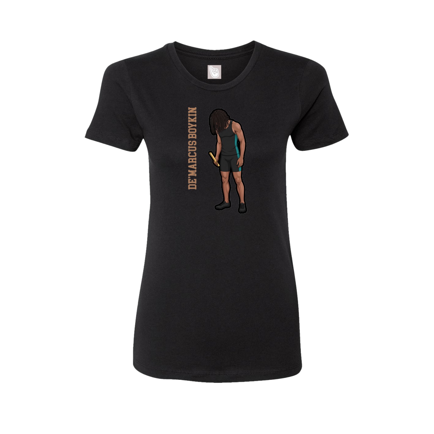 Fitted Women's Tee — Name Vertical in Black