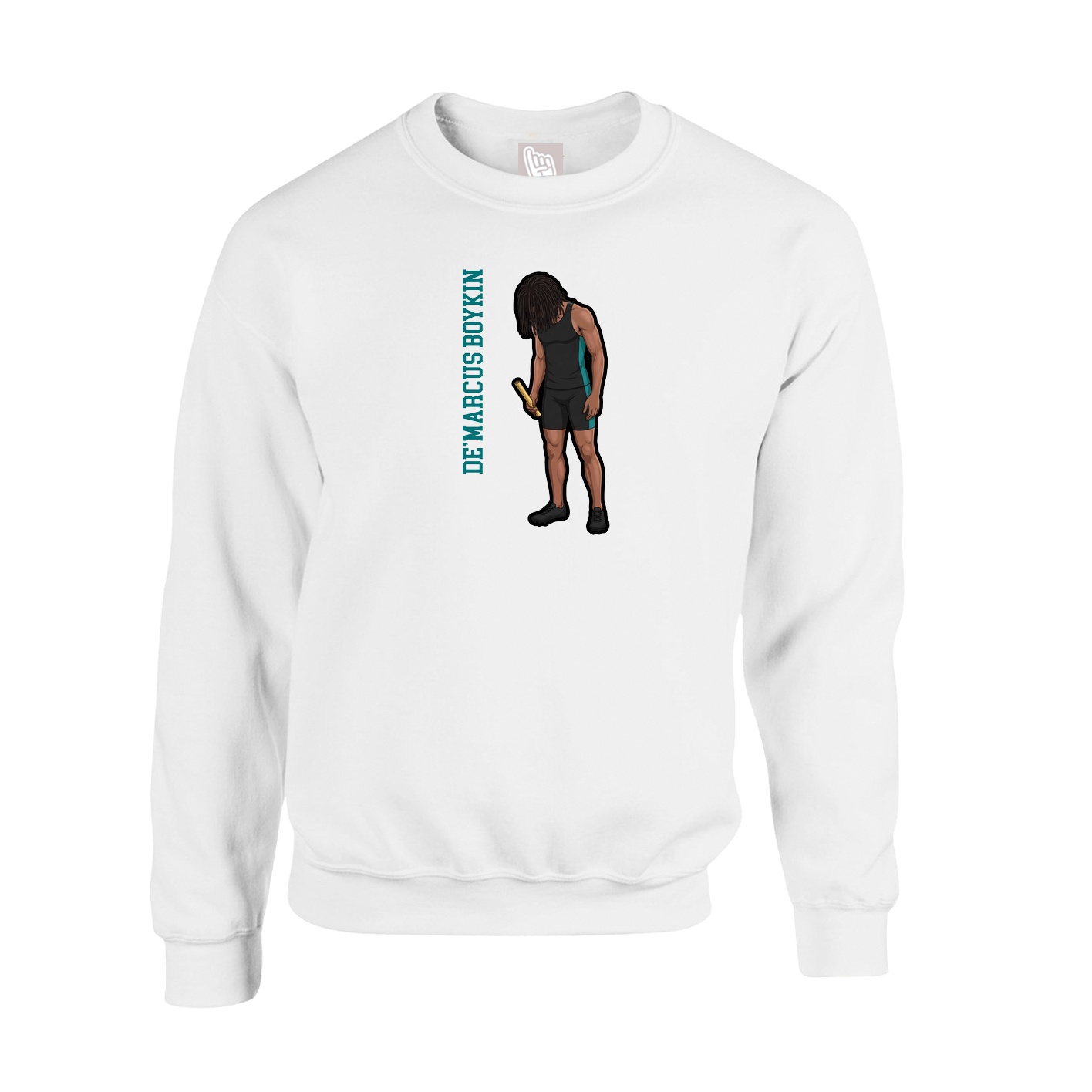 Fleece Crew — Name Vertical in White