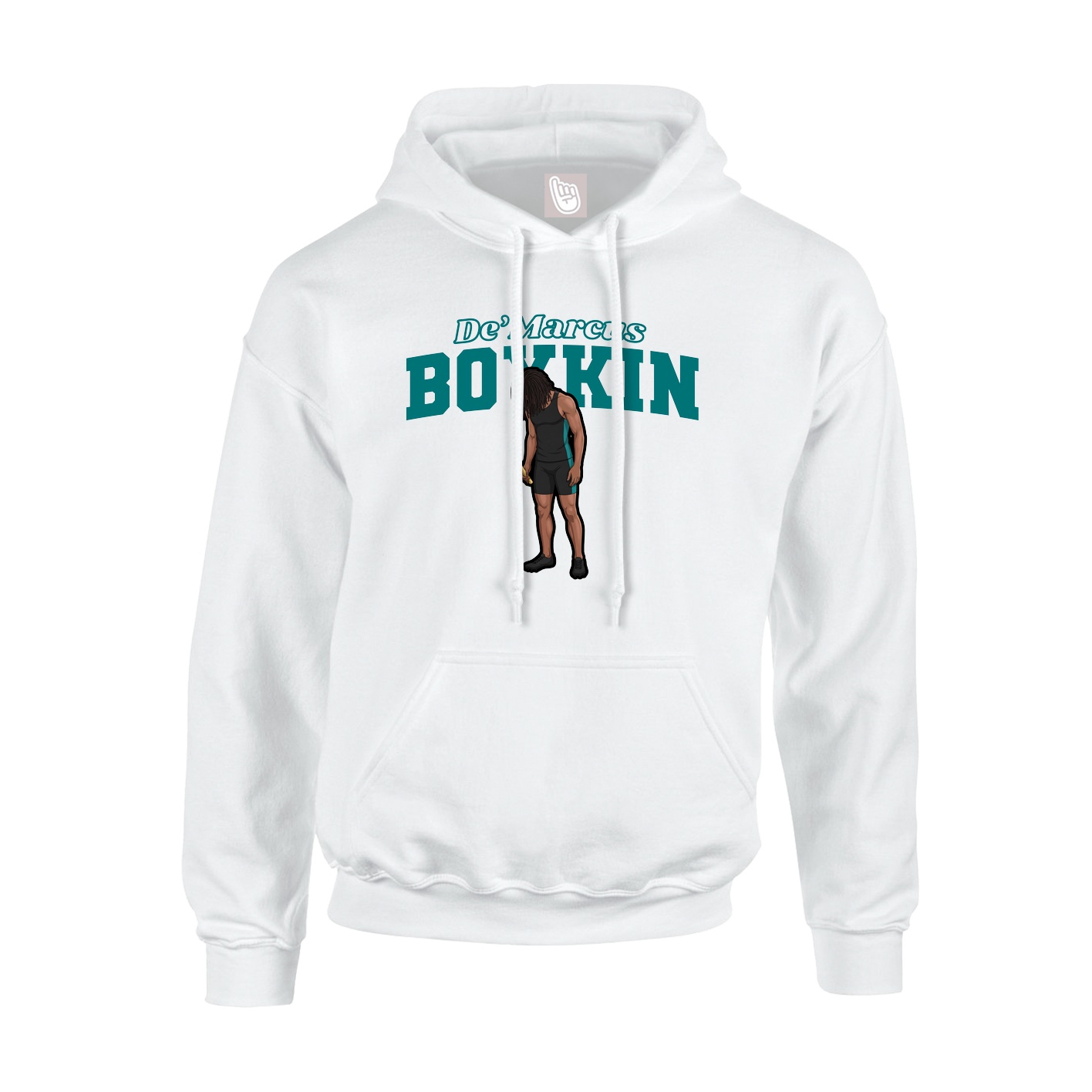 Youth Hoodie — Name Arch in White