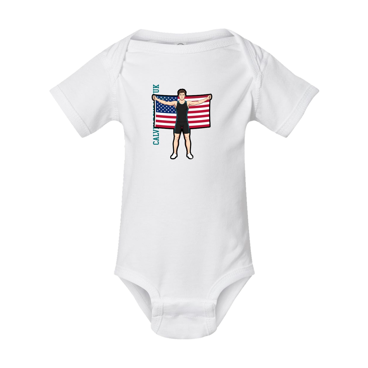 Baby Onesie — Name Vertical in White