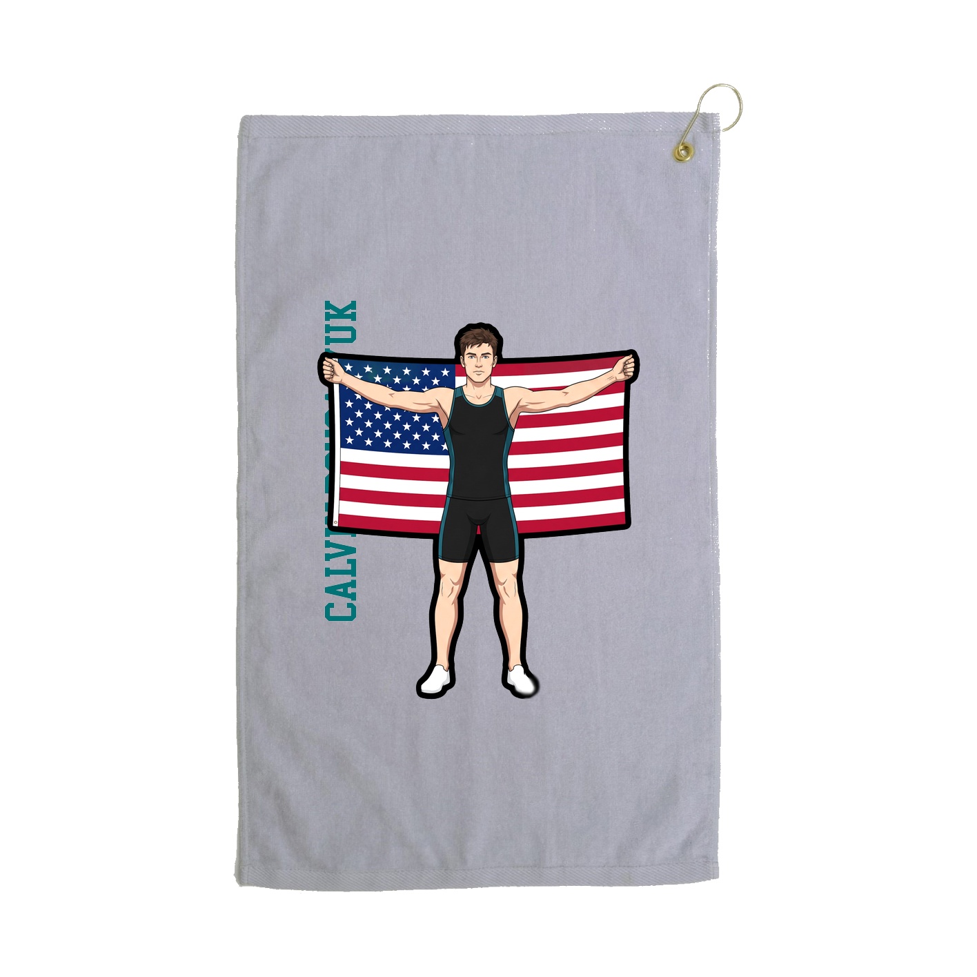 Golf Towel — Name Vertical in Grey