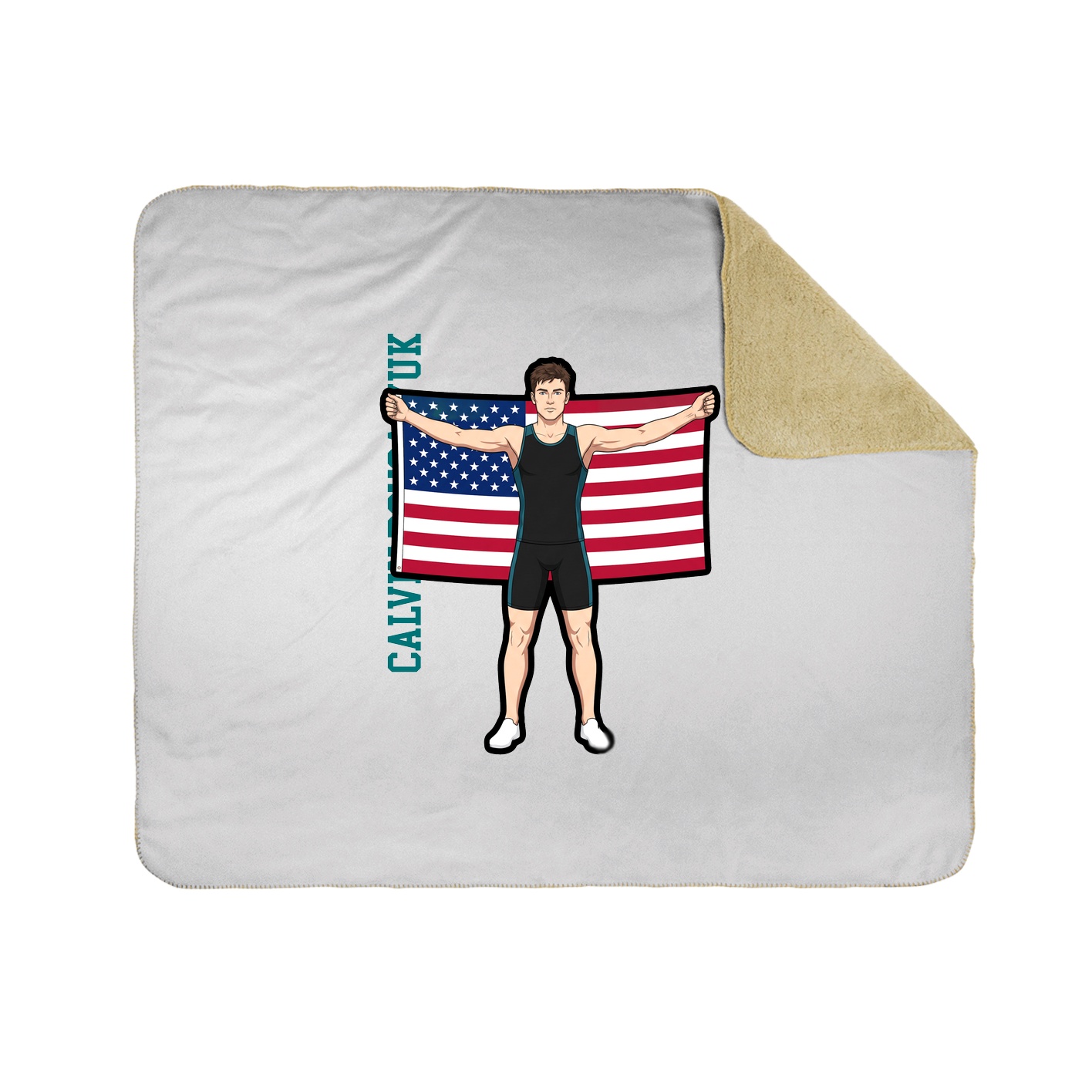 Throw Blanket — Name Vertical in White