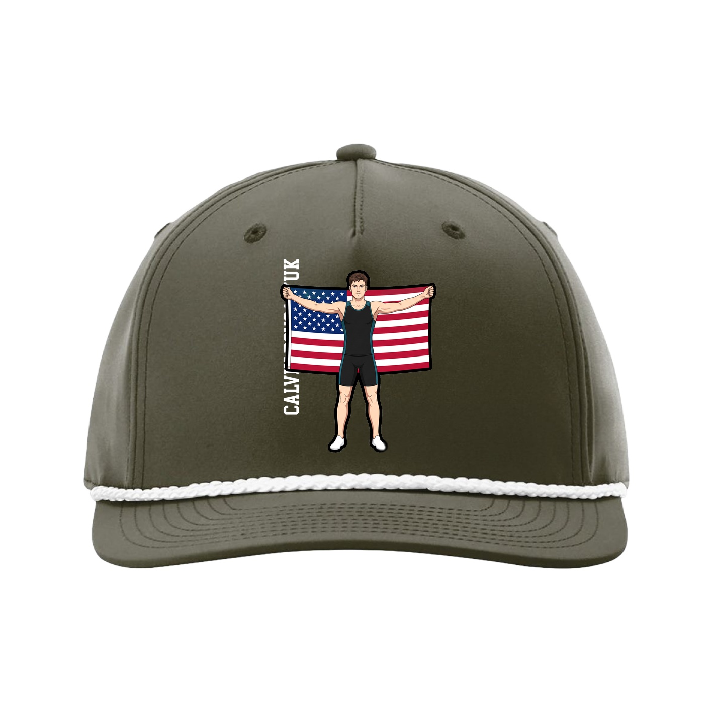 Five-Panel Classic Rope Cap — Name Vertical in Green