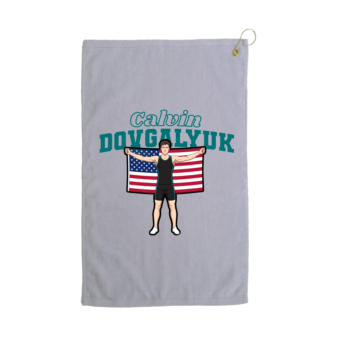 Golf Towel — Name Arch in Grey