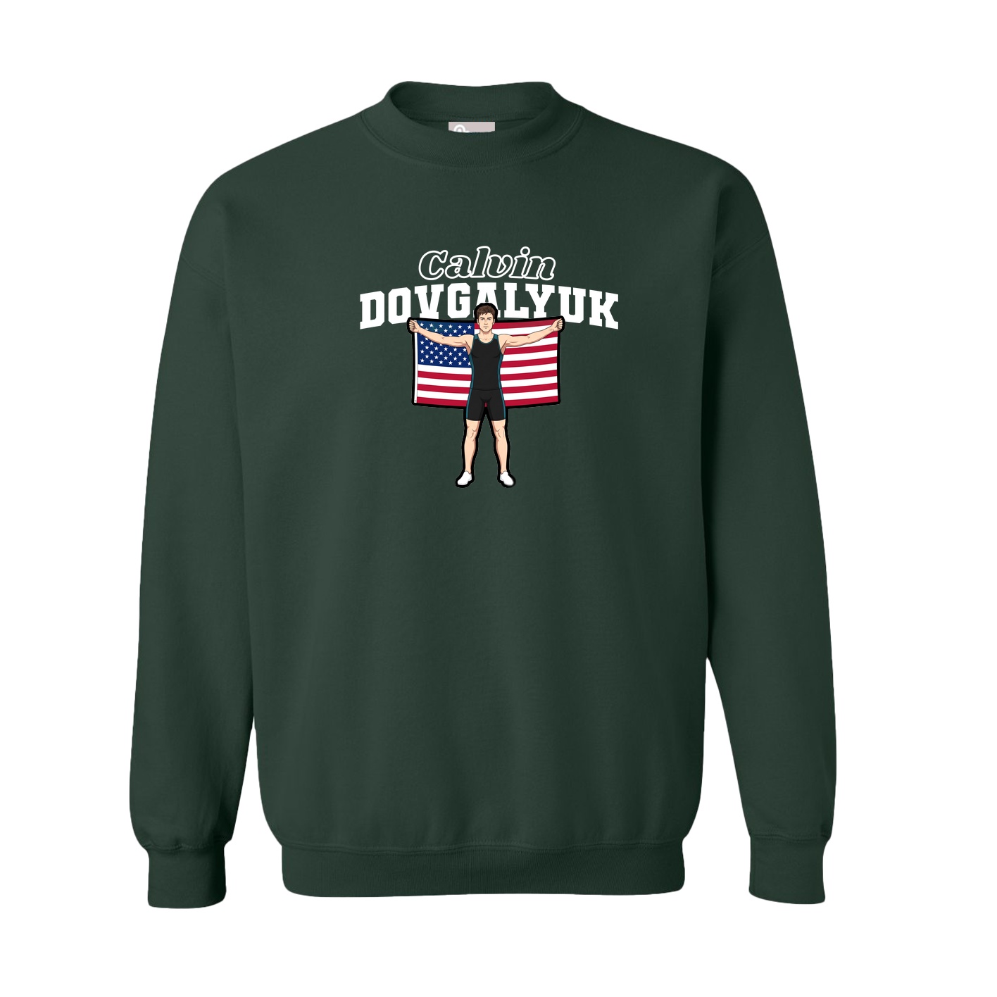 Fleece Crew — Name Arch in Green