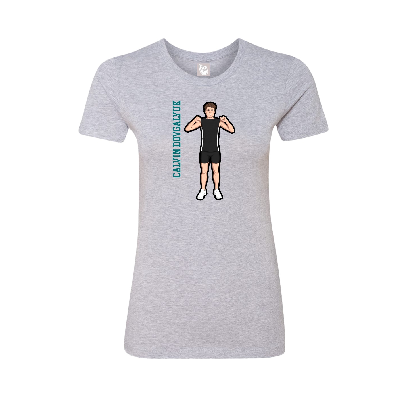 Fitted Women's Tee — Name Vertical in Grey