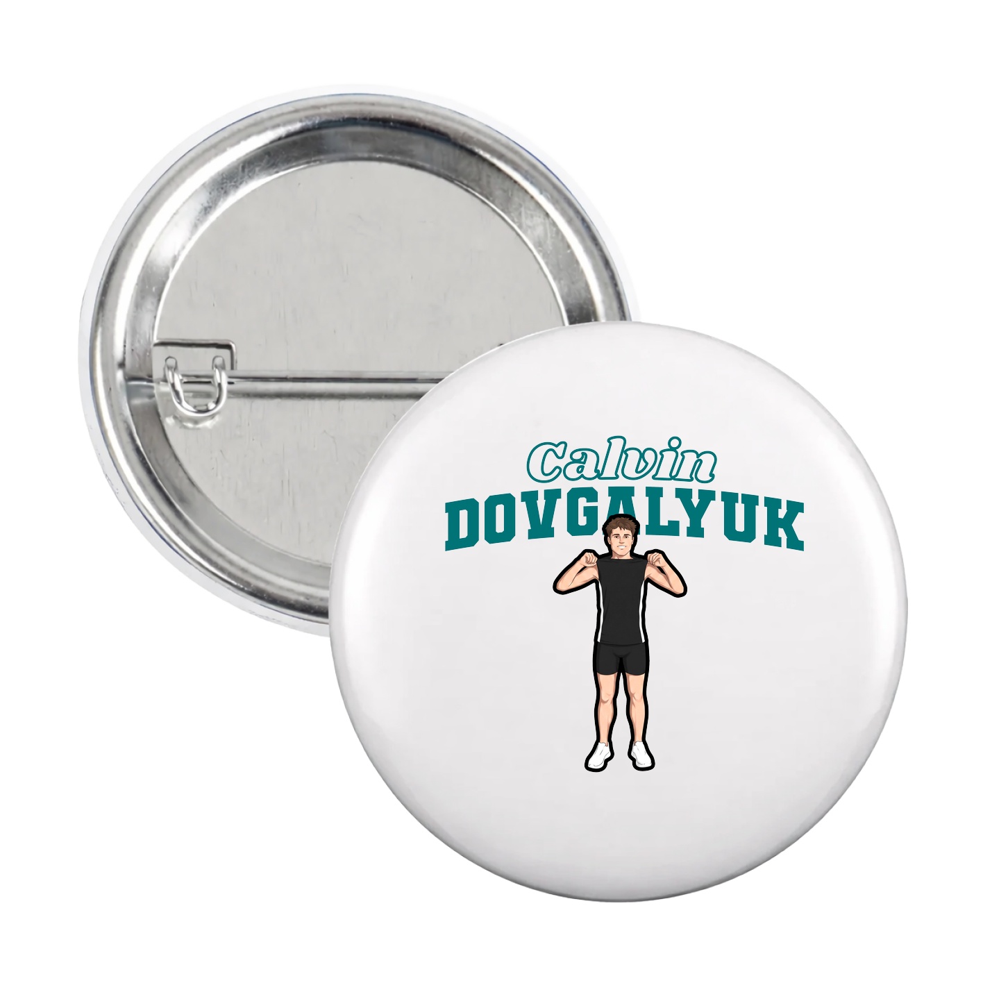 Game Day Button — Name Arch in White