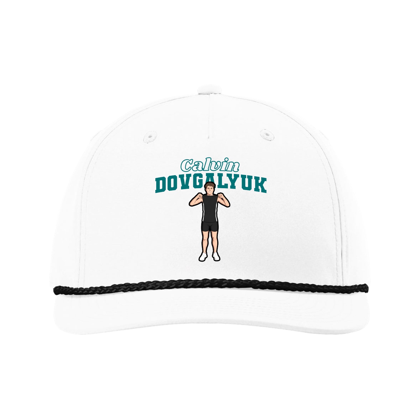 Five-Panel Classic Rope Cap — Name Arch in White